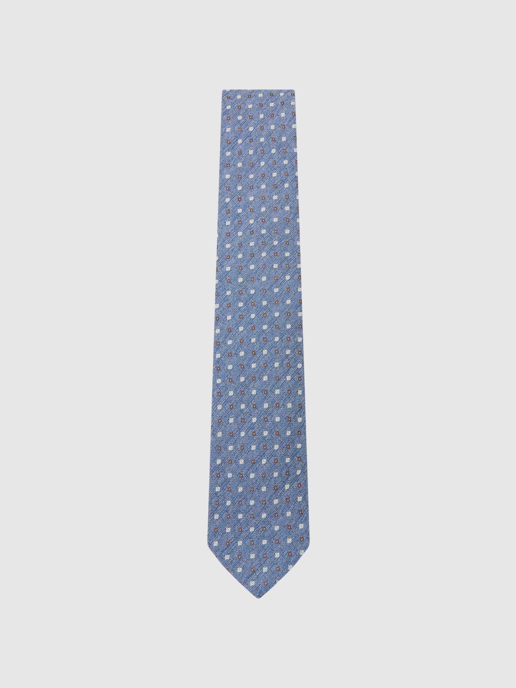 Linen-Silk Blend Micro-Square Tie in Airforce Blue - Image 2 of 5