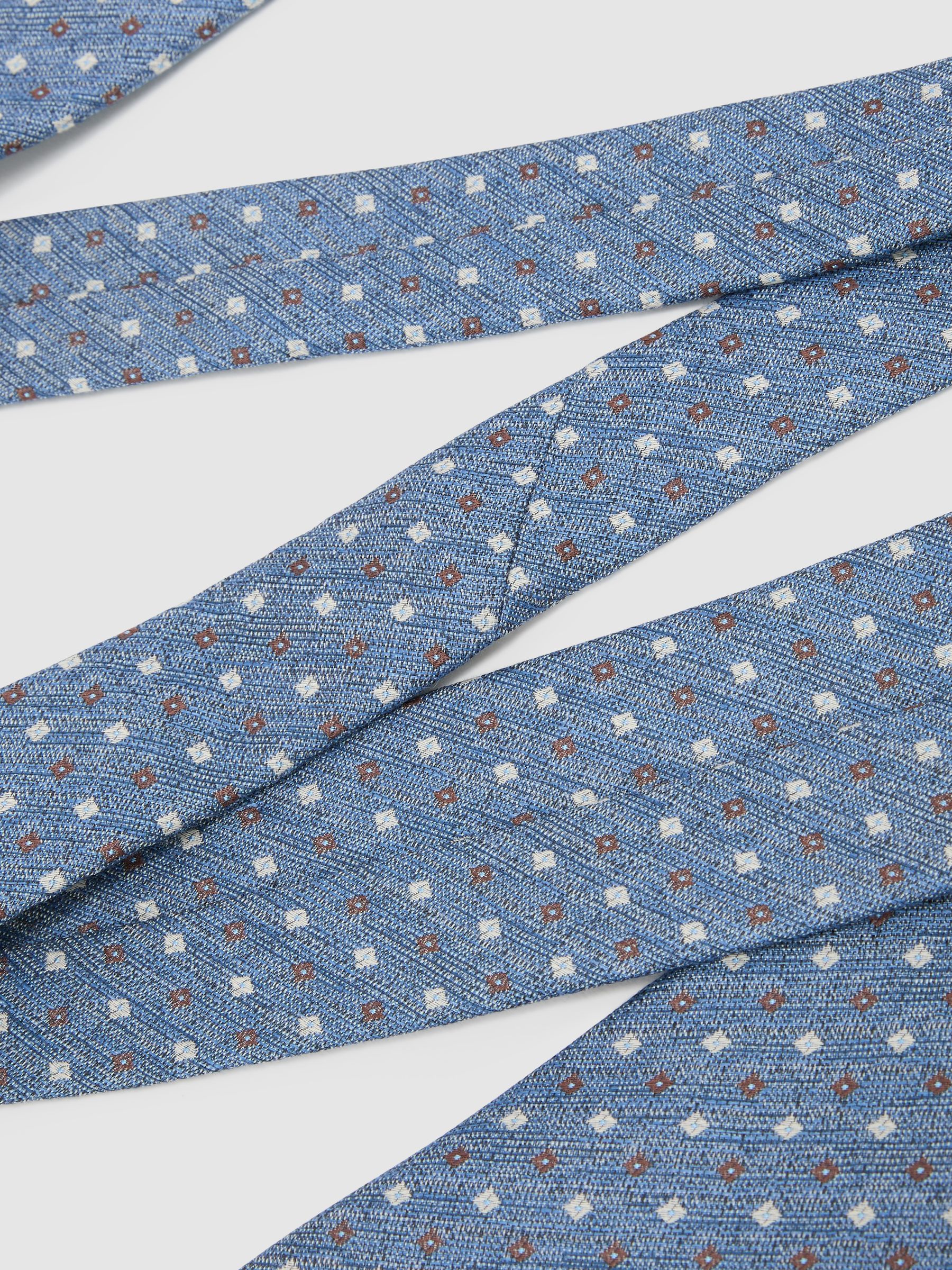 Linen-Silk Blend Micro-Square Tie in Airforce Blue - Image 3 of 5
