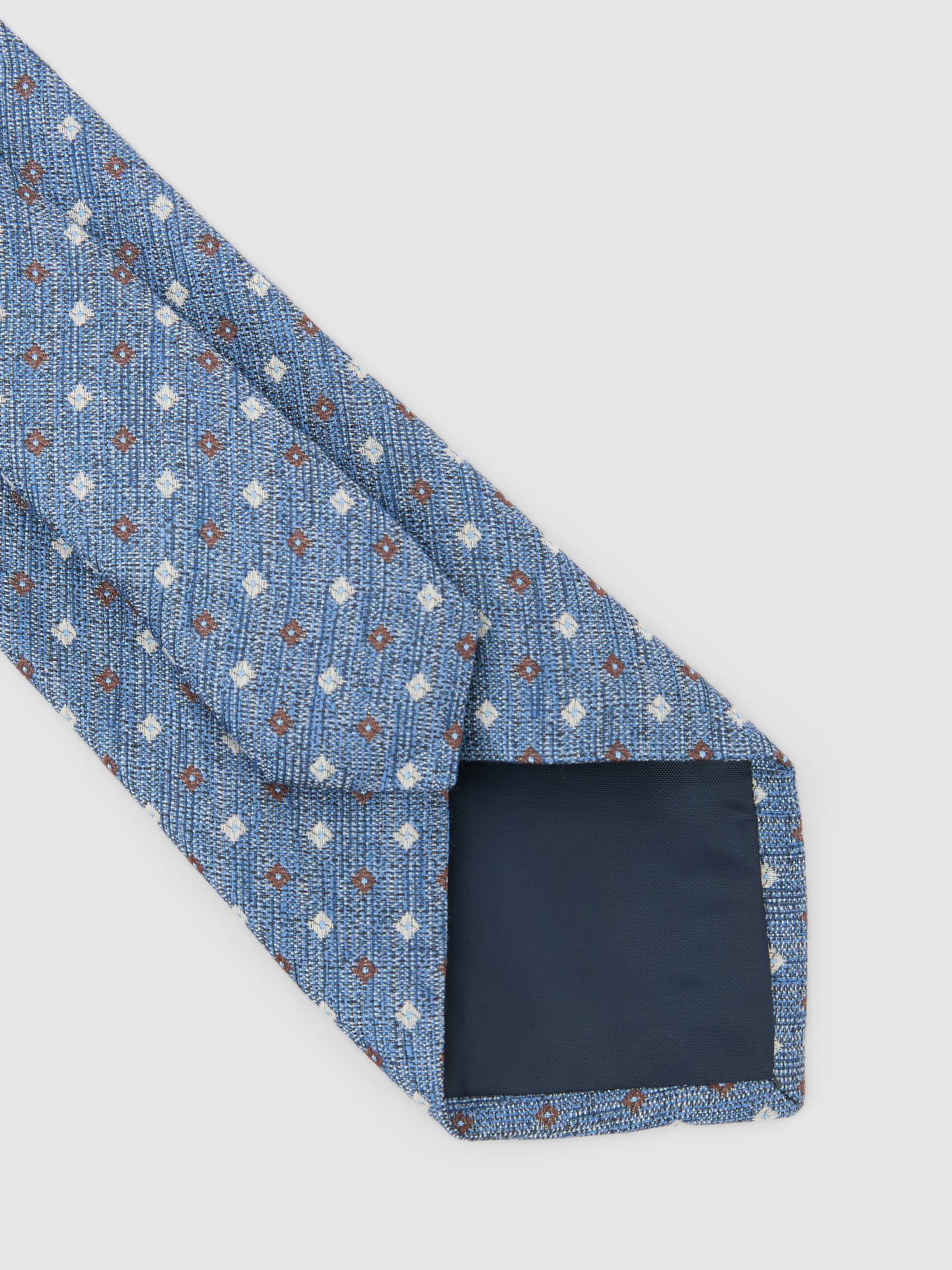 Linen-Silk Blend Micro-Square Tie in Airforce Blue - Image 4 of 5