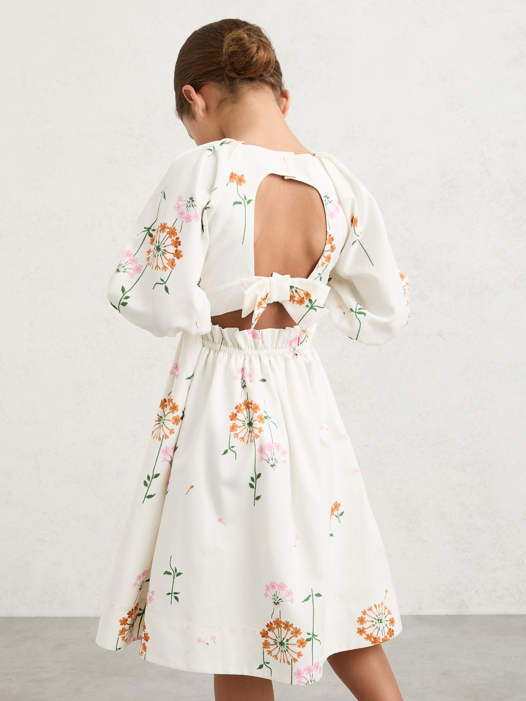 Floral-Print Tie-Back Midi Dress in Multi Print - Image 3 of 5