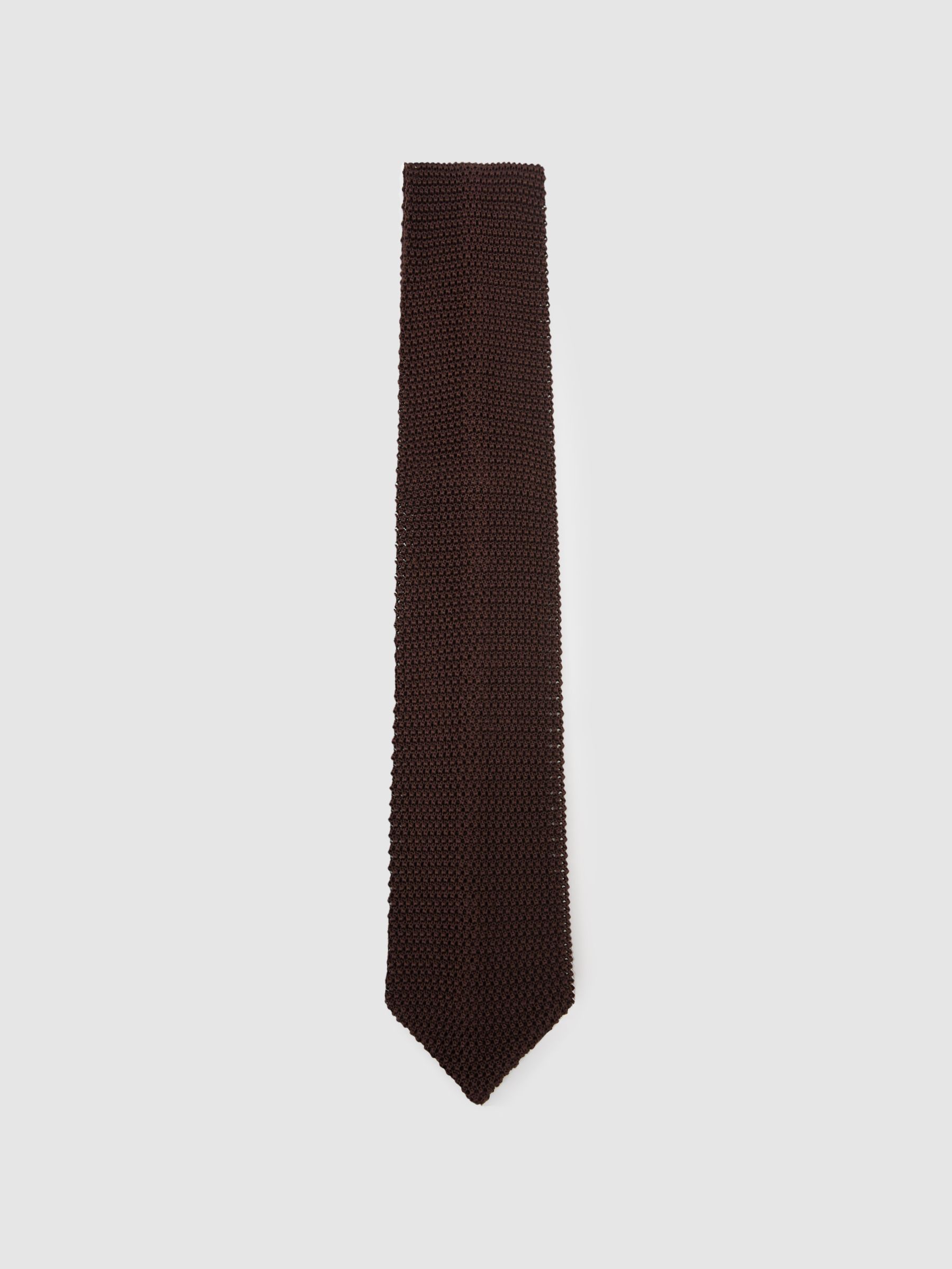 Silk Knitted Tie in Dark Brown - image 4