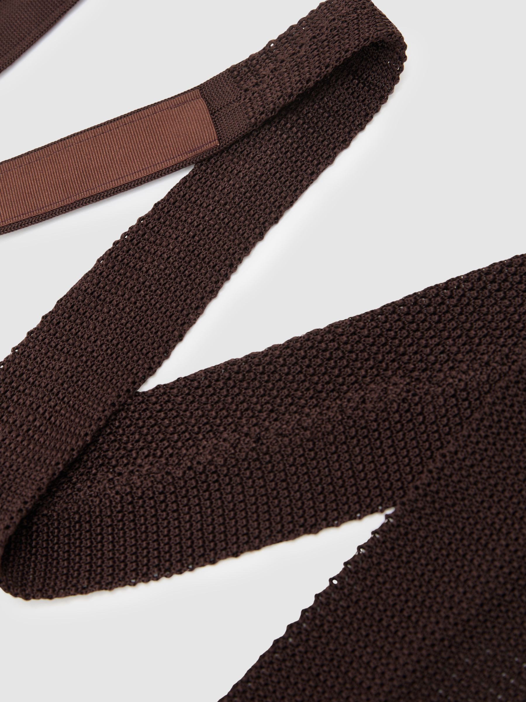 Silk Knitted Tie in Dark Brown - image 3