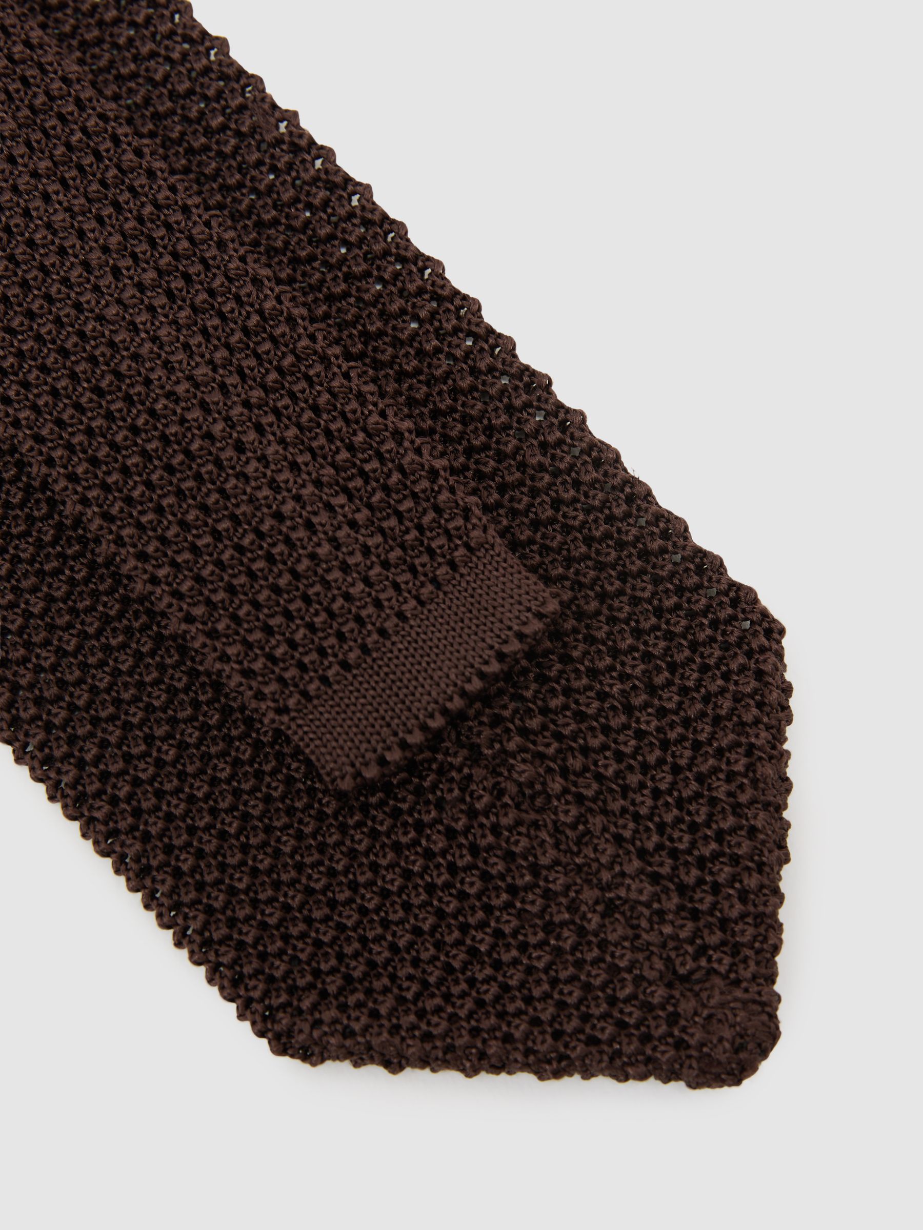 Silk Knitted Tie in Dark Brown - image 2