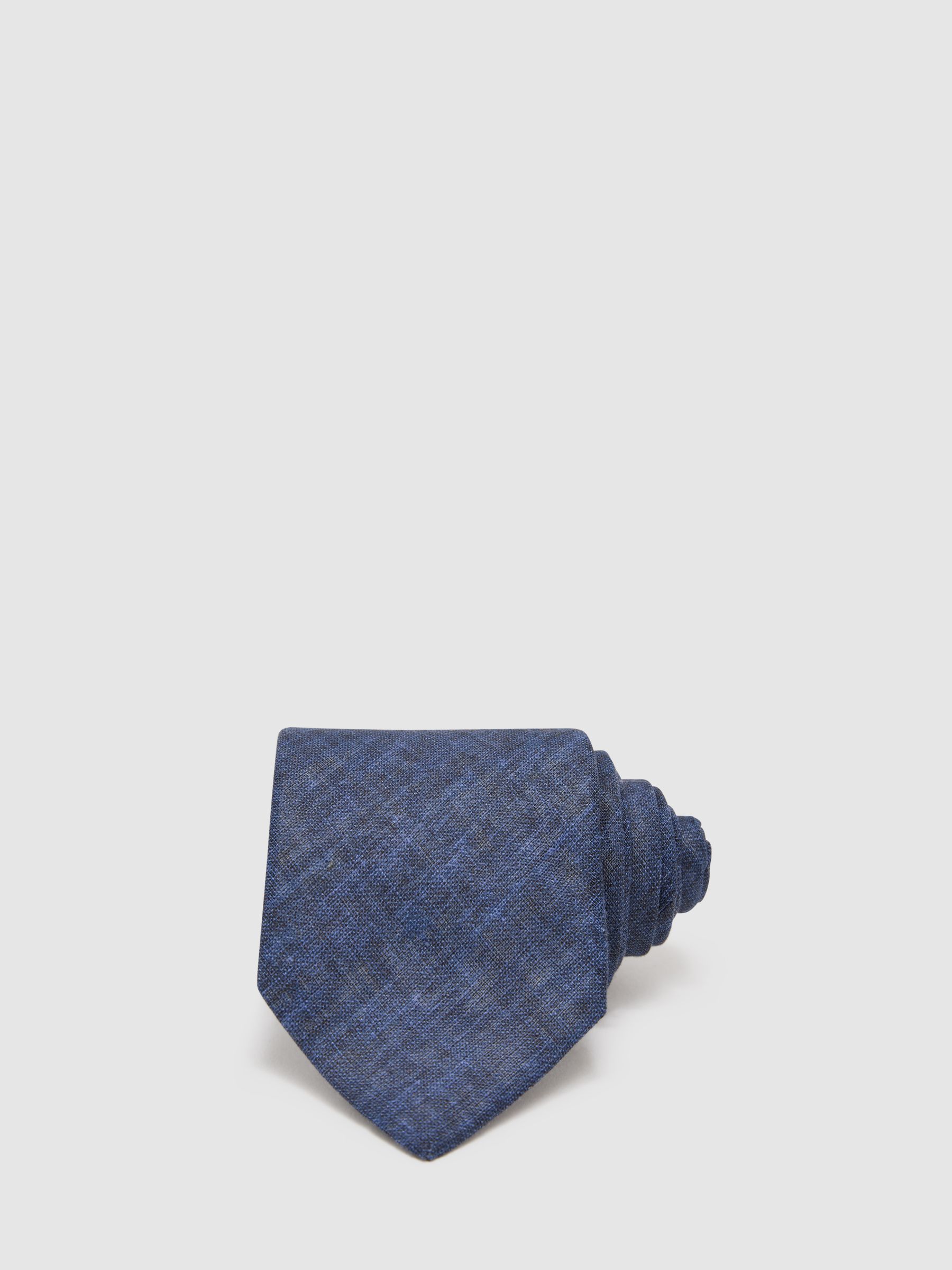 Linen Woven Tie in Navy - Image 1 of 5