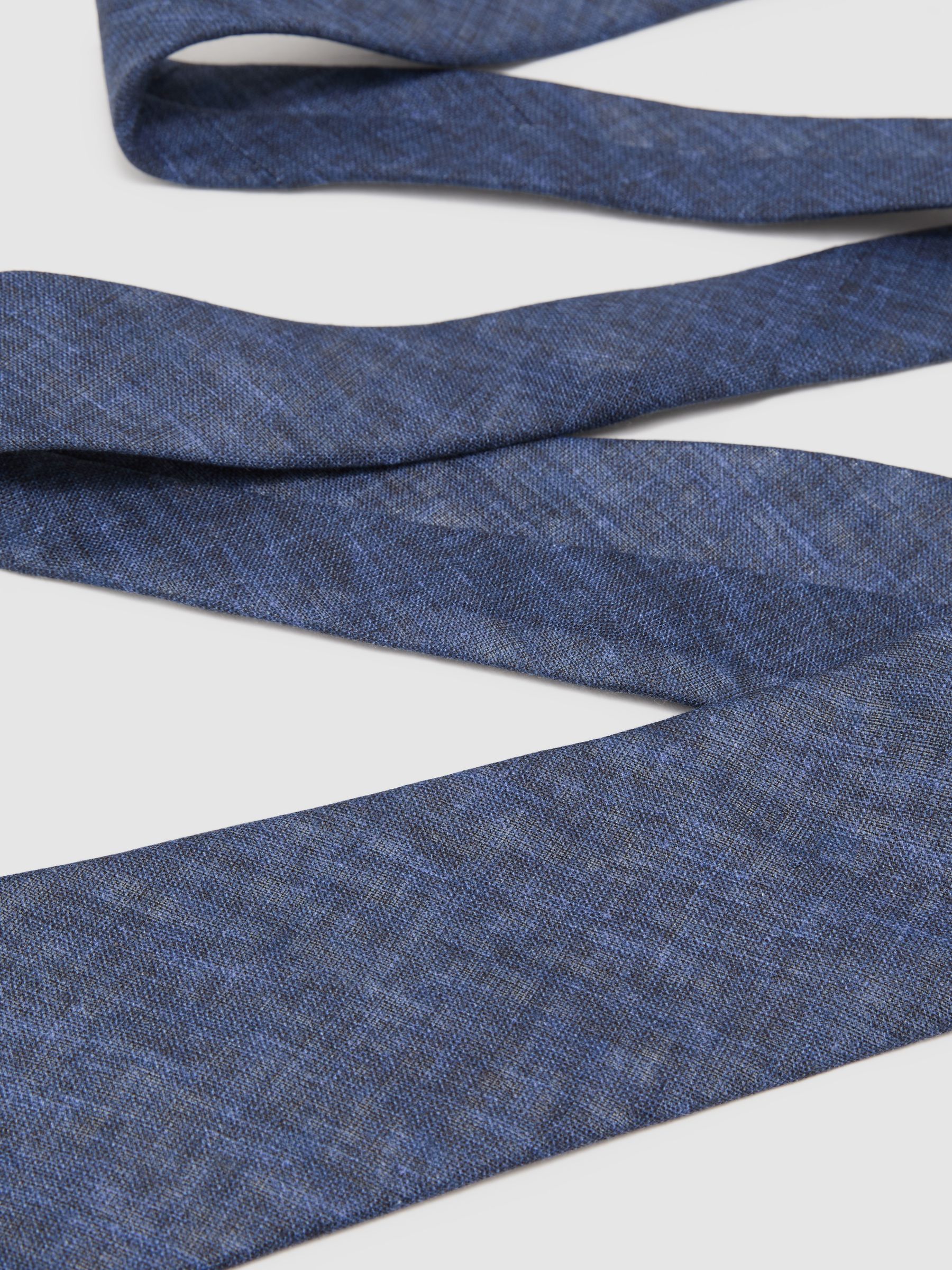 Linen Woven Tie in Navy - Image 3 of 5