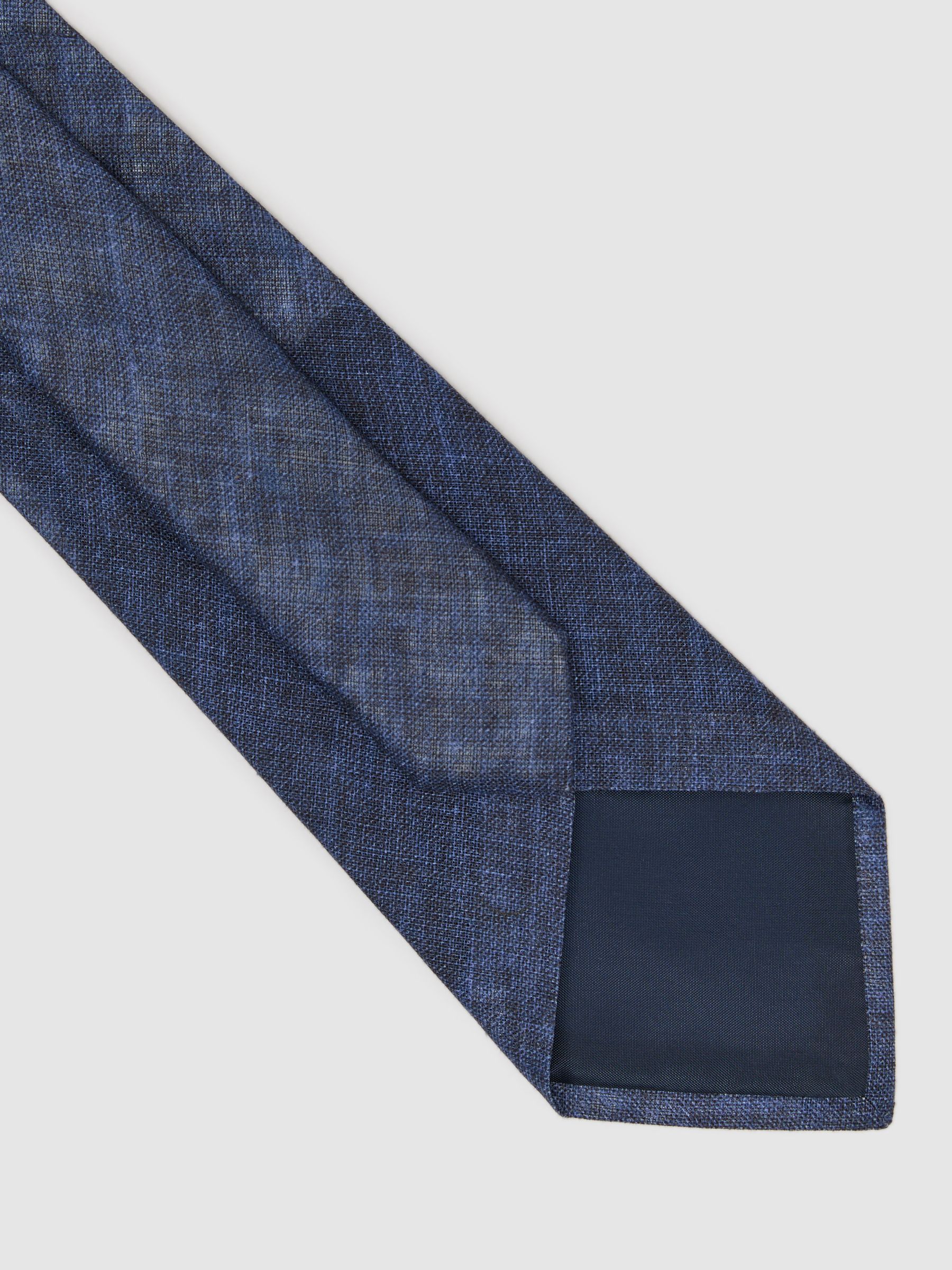 Linen Woven Tie in Navy - Image 4 of 5