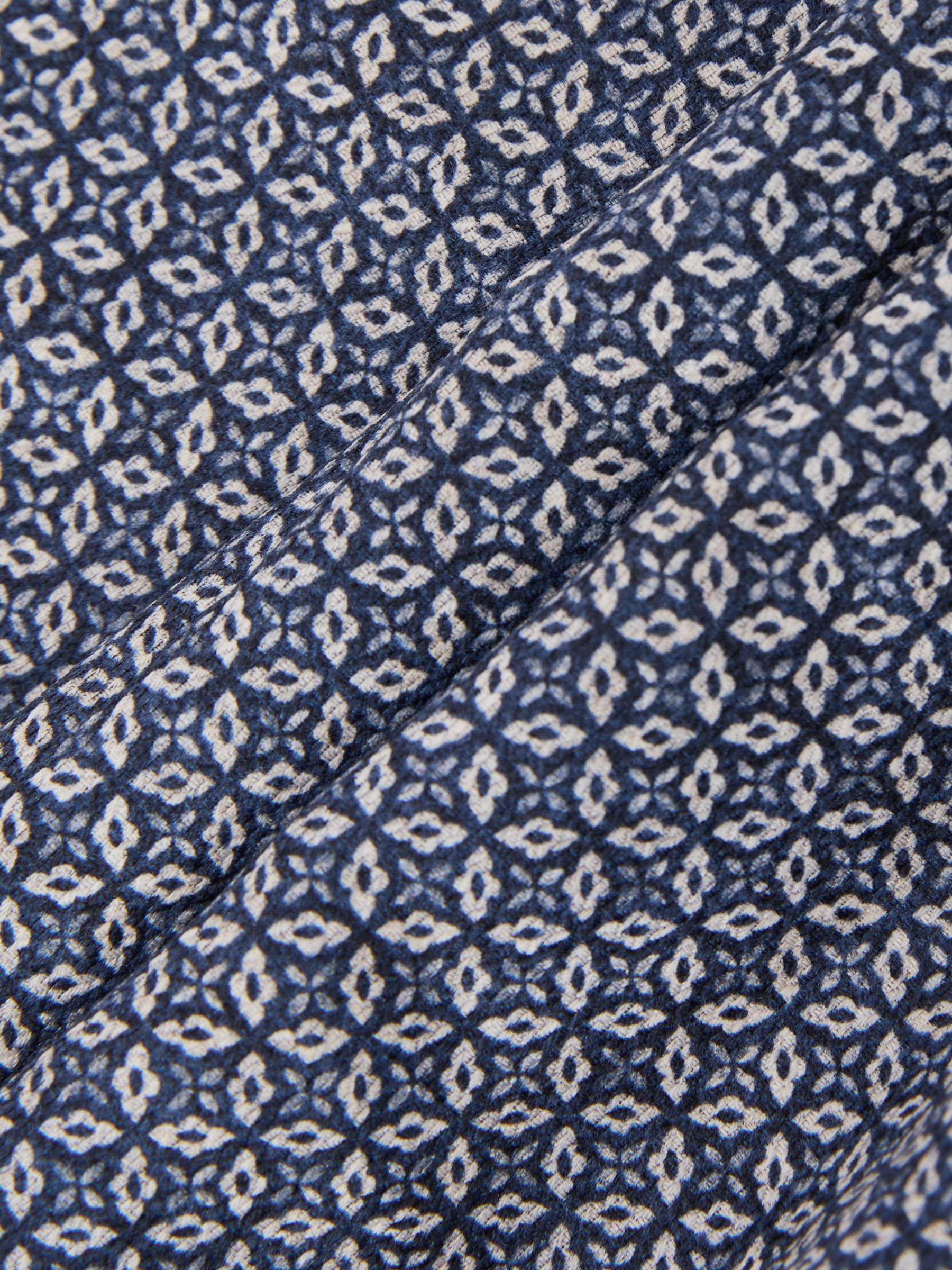 Silk Floral-Medallion Pocket Square in Navy - Image 5 of 6