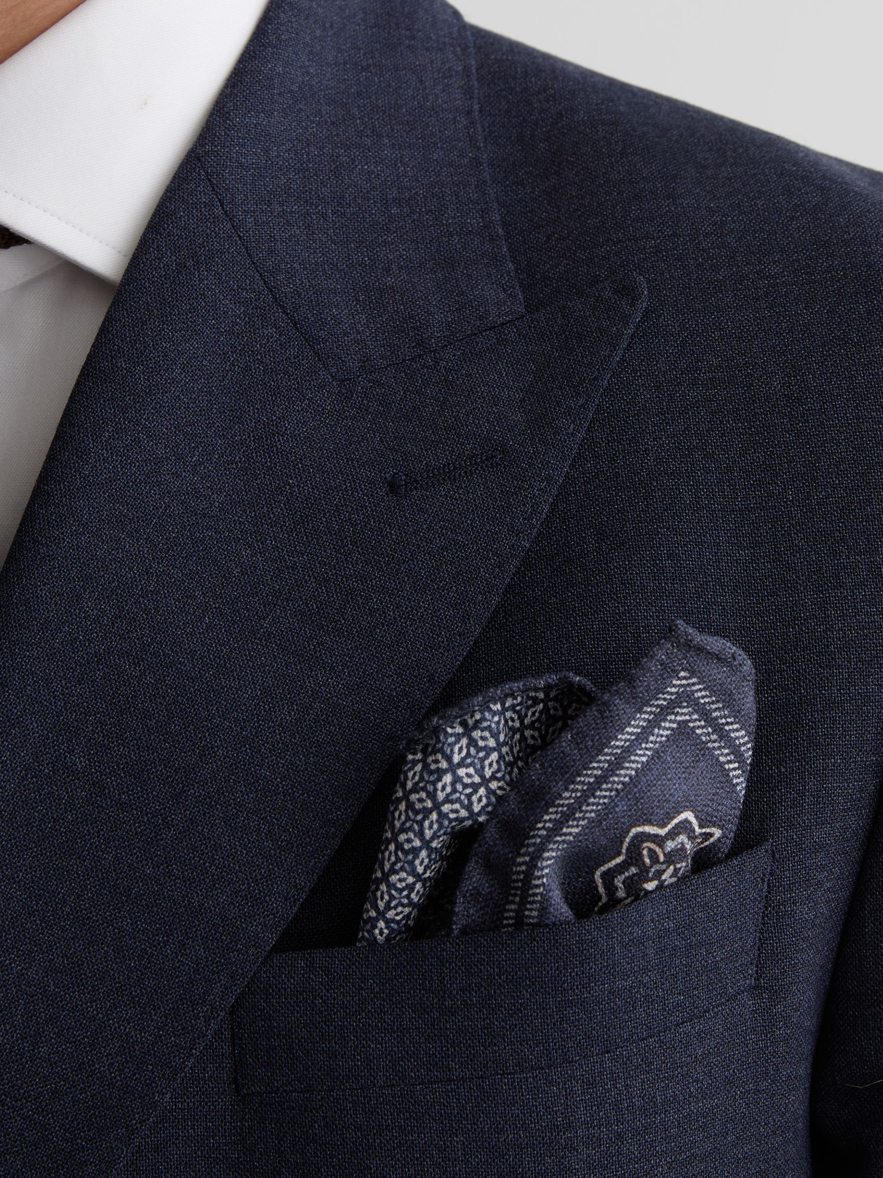 Silk Floral-Medallion Pocket Square in Navy - image 2