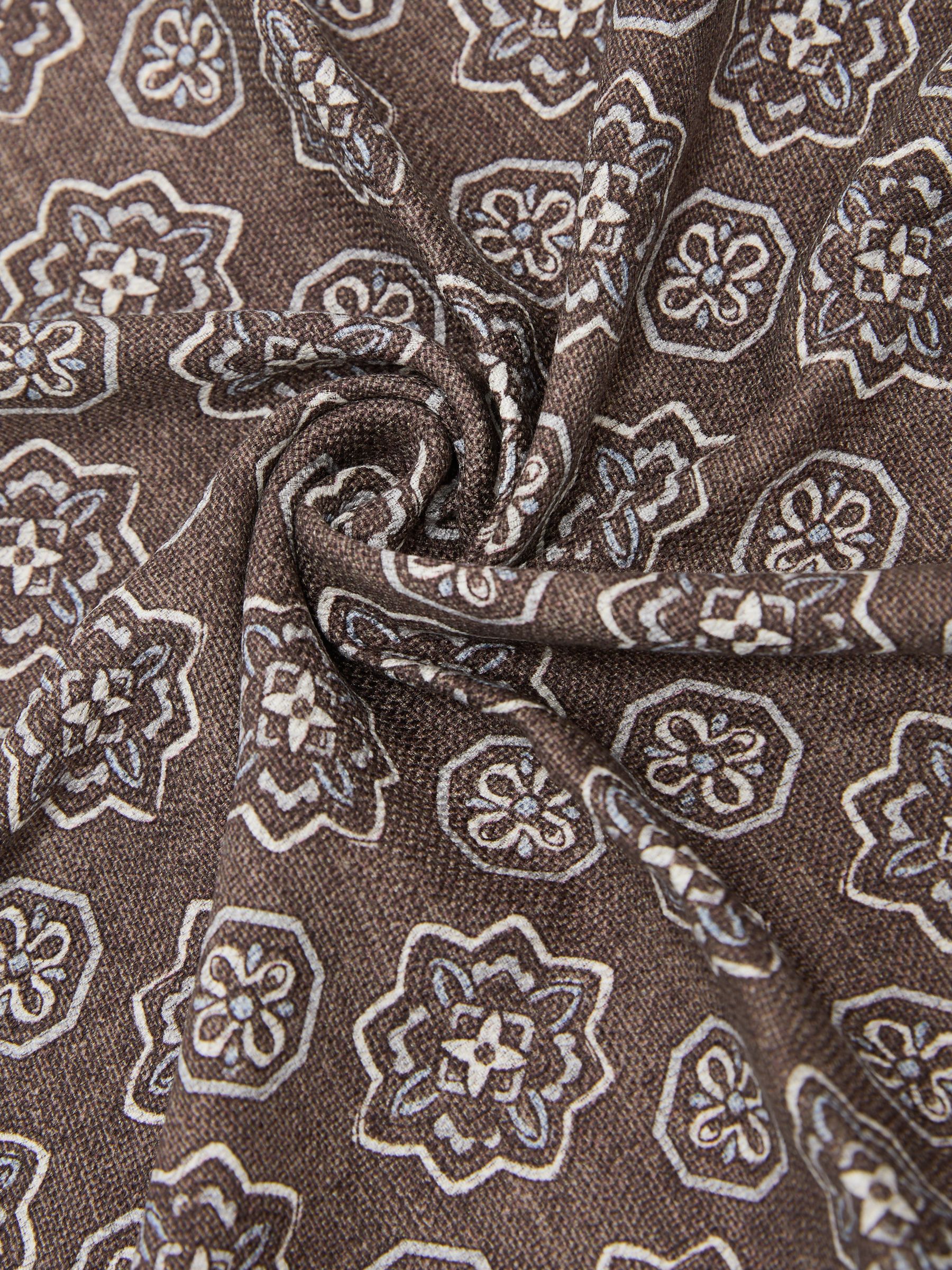 Silk Floral-Medallion Pocket Square in Chocolate Brown - Image 3 of 4