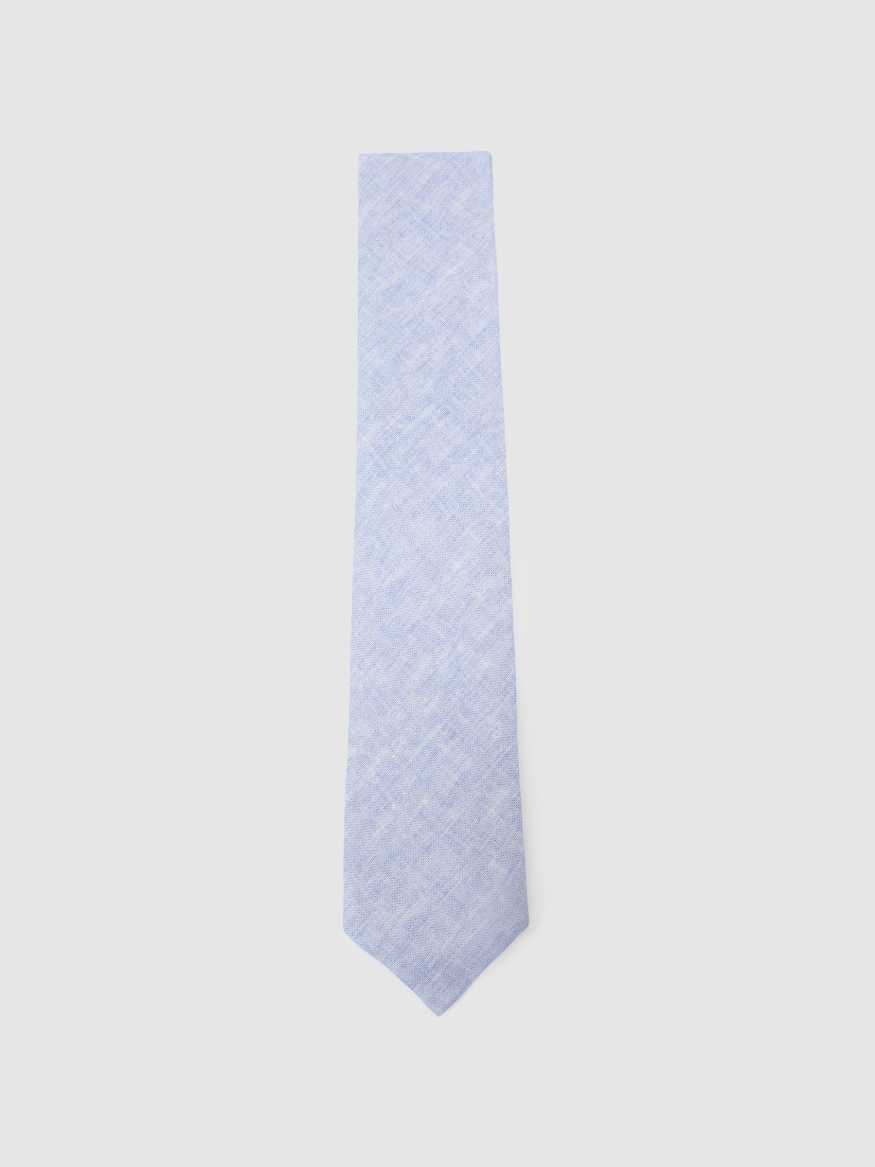 Linen Woven Tie in Soft Blue - Image 1 of 5 Linen Woven Tie in Soft Blue - Image 1 of 5