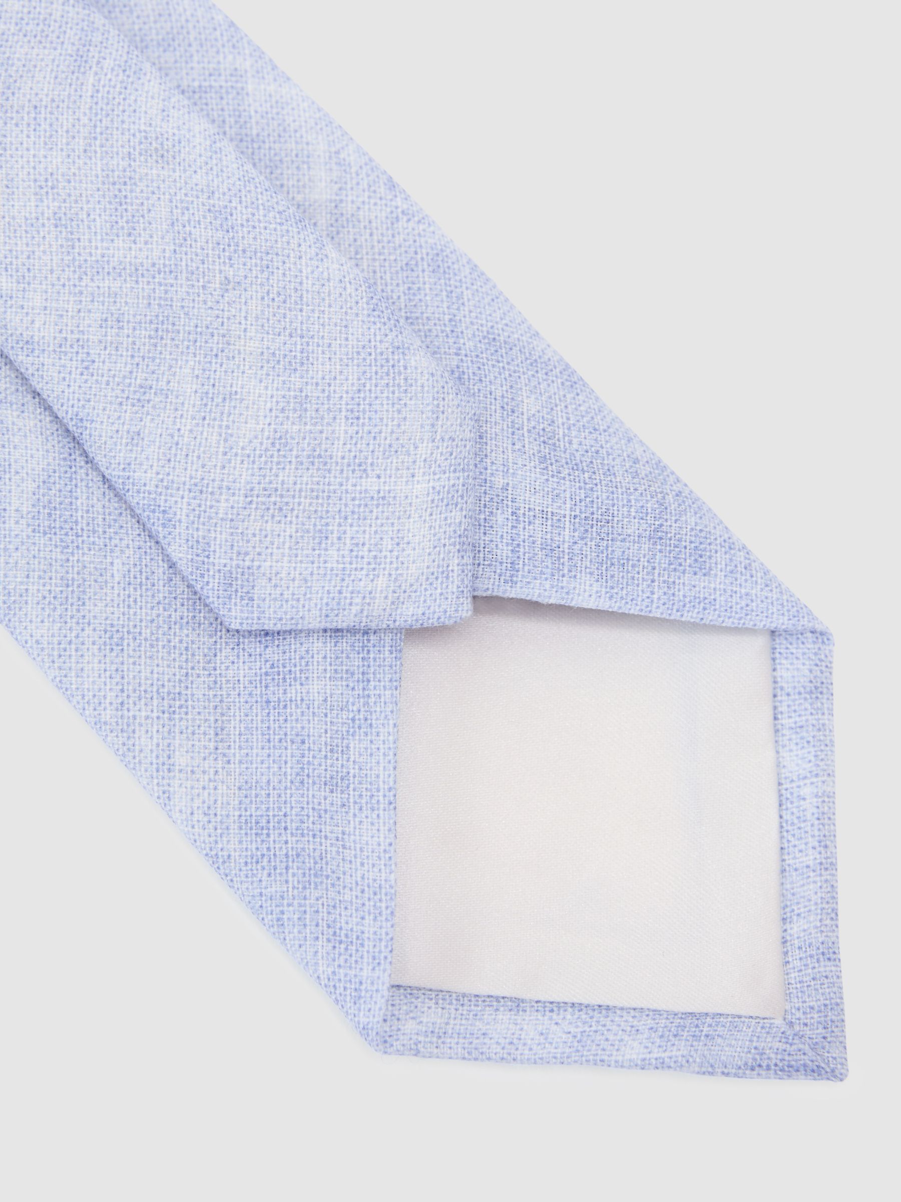 Linen Woven Tie in Soft Blue - Image 4 of 5