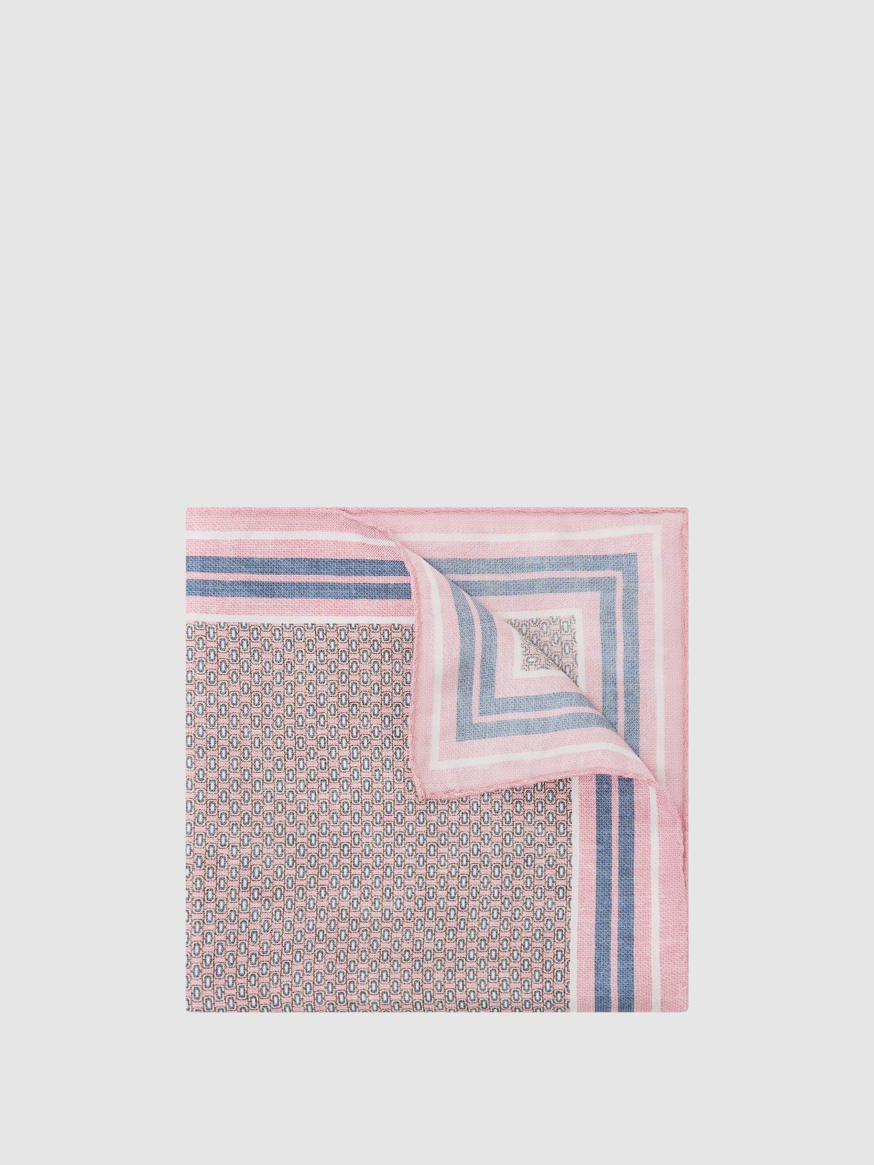 Silk Micro-Print Pocket Square in Soft Pink - image 3