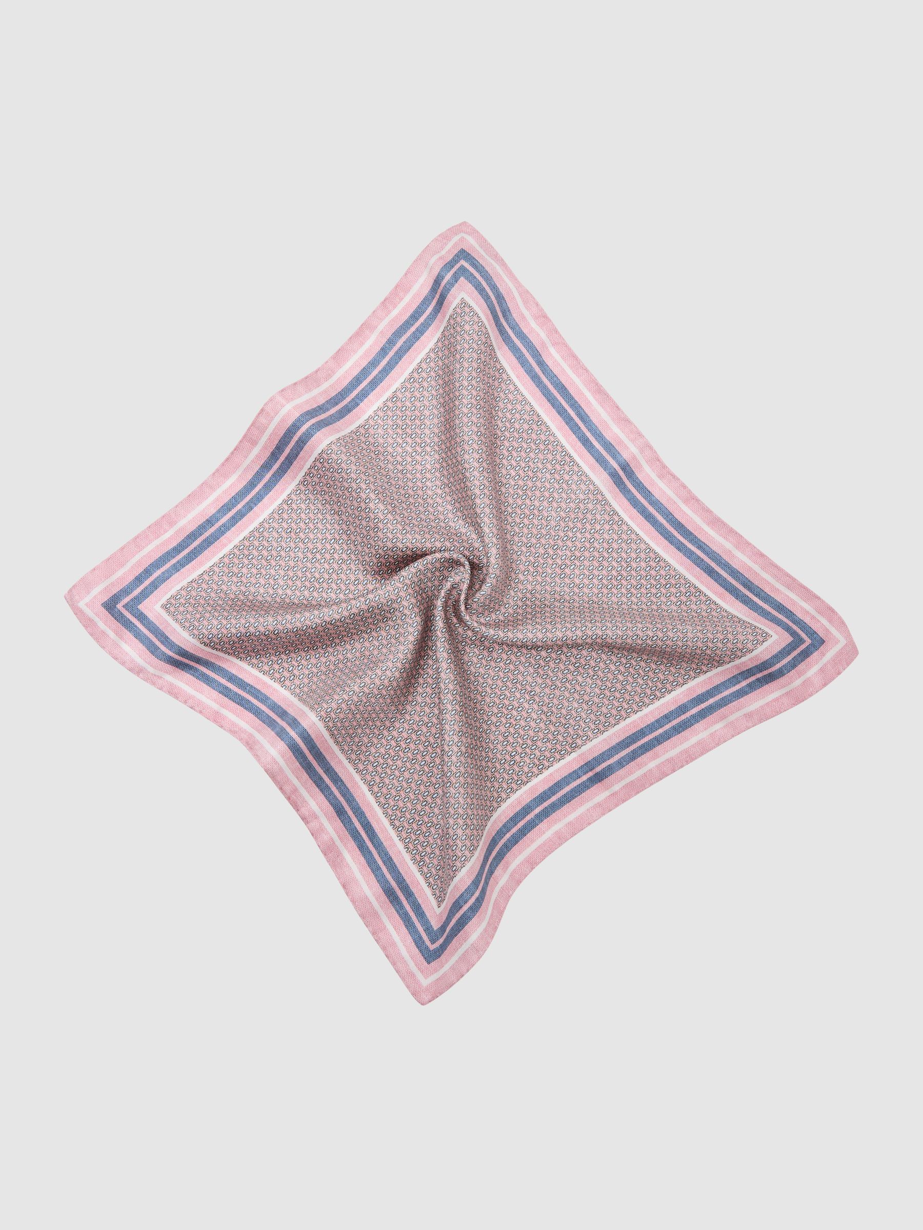 Silk Micro-Print Pocket Square in Soft Pink - image 1
