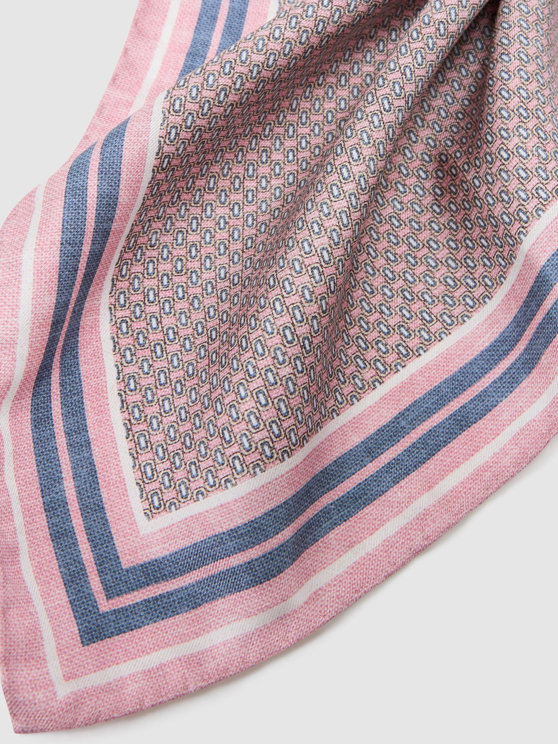 Silk Micro-Print Pocket Square in Soft Pink - image 2
