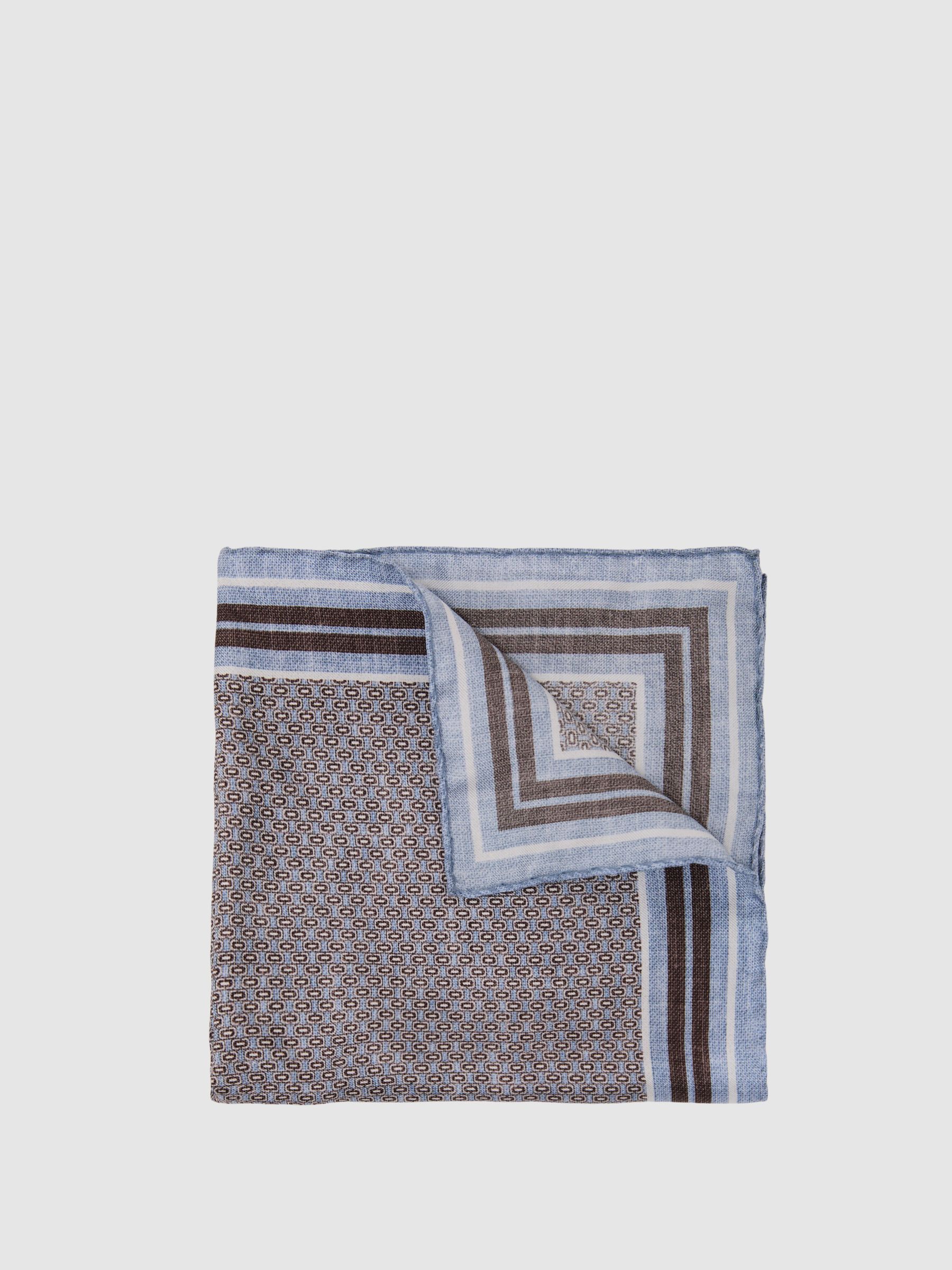 Silk Micro-Print Pocket Square in Soft Blue - Image 1 of 6