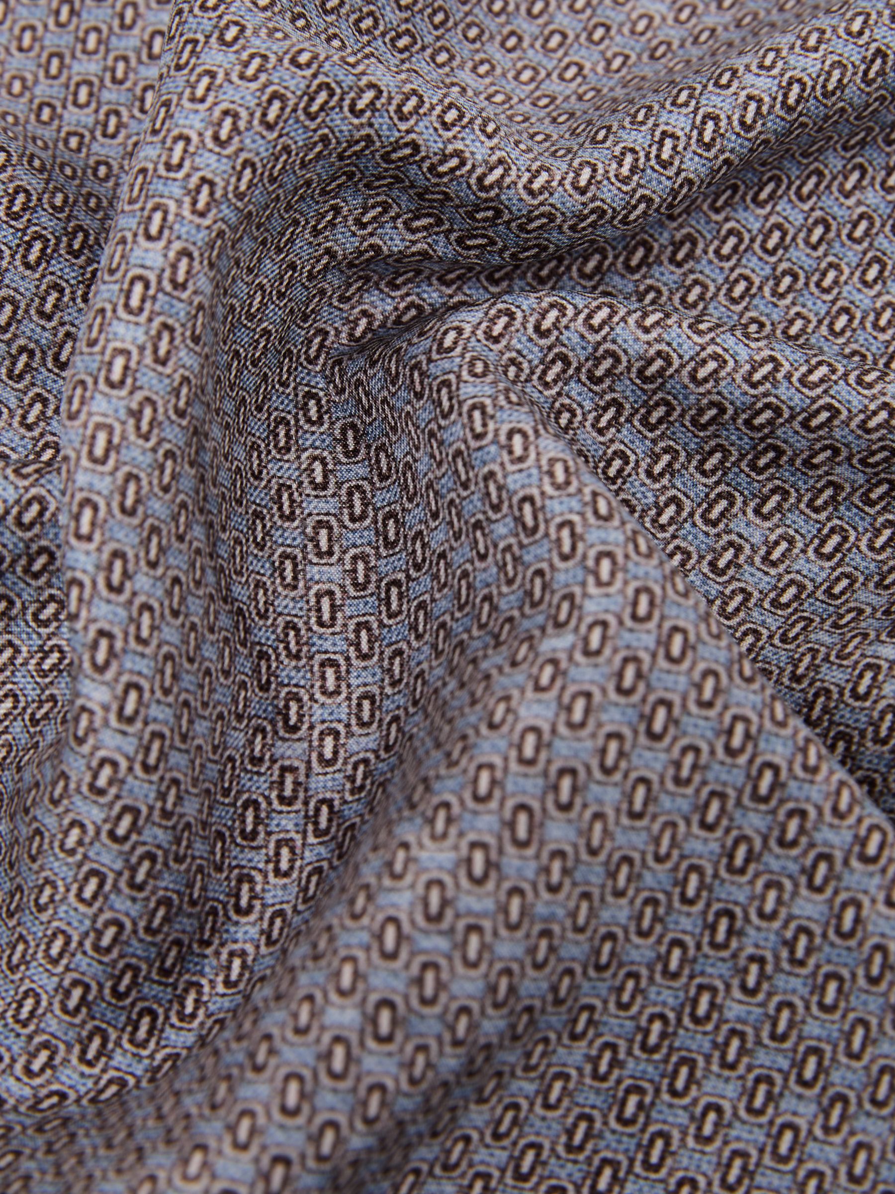 Silk Micro-Print Pocket Square in Soft Blue - Image 5 of 6