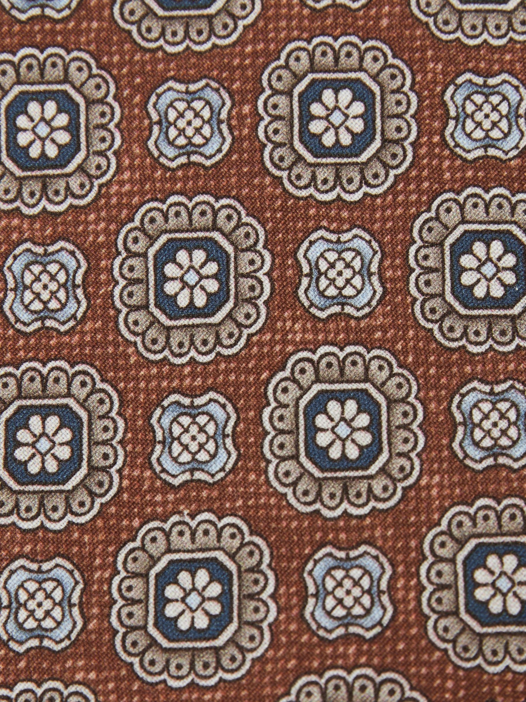 Silk Floral-Medallion Print Tie in Burnt Orange - Image 3 of 5