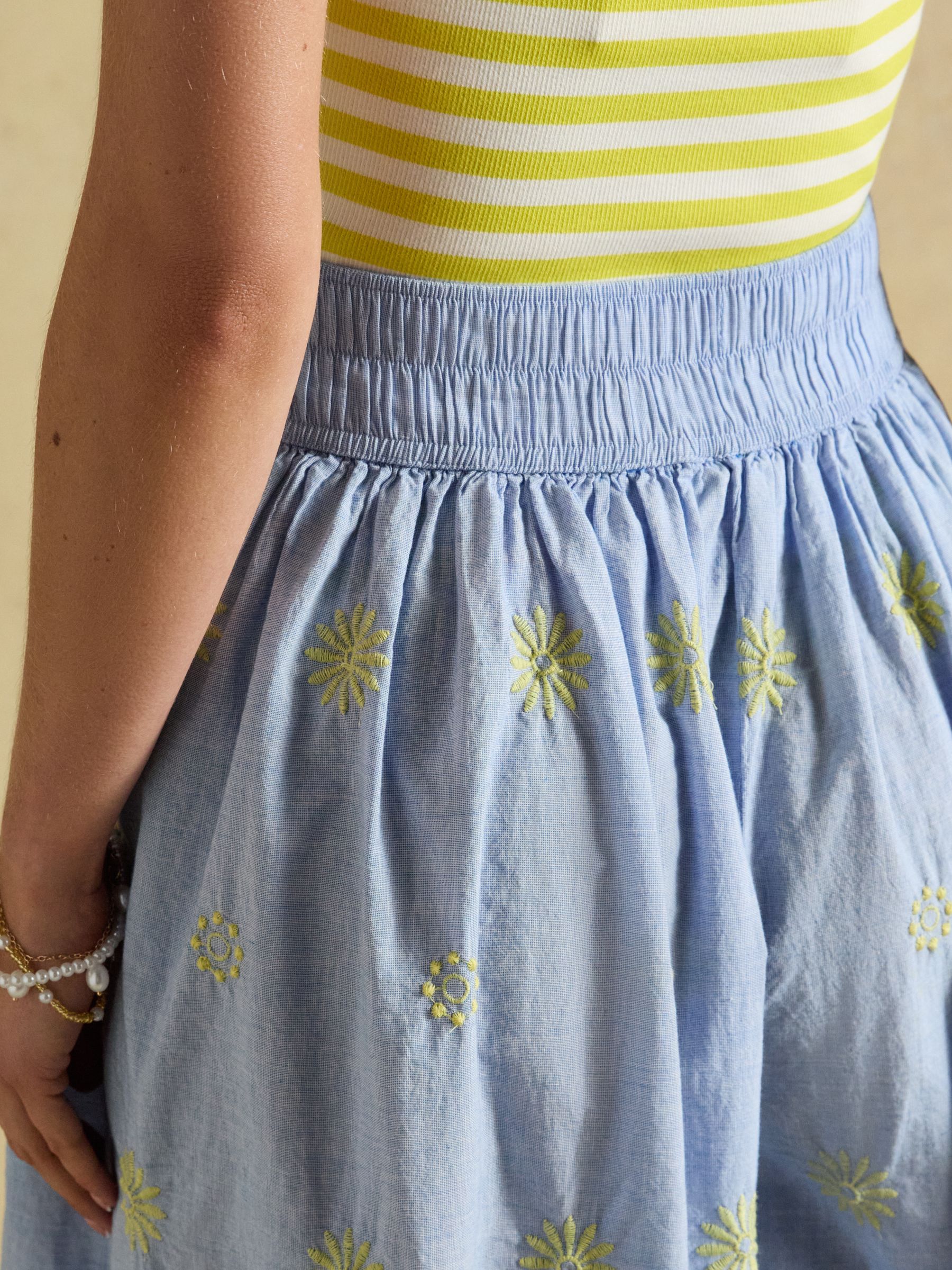 Blue Broderie Cropped Wide Leg Trouser - Image 6 of 7