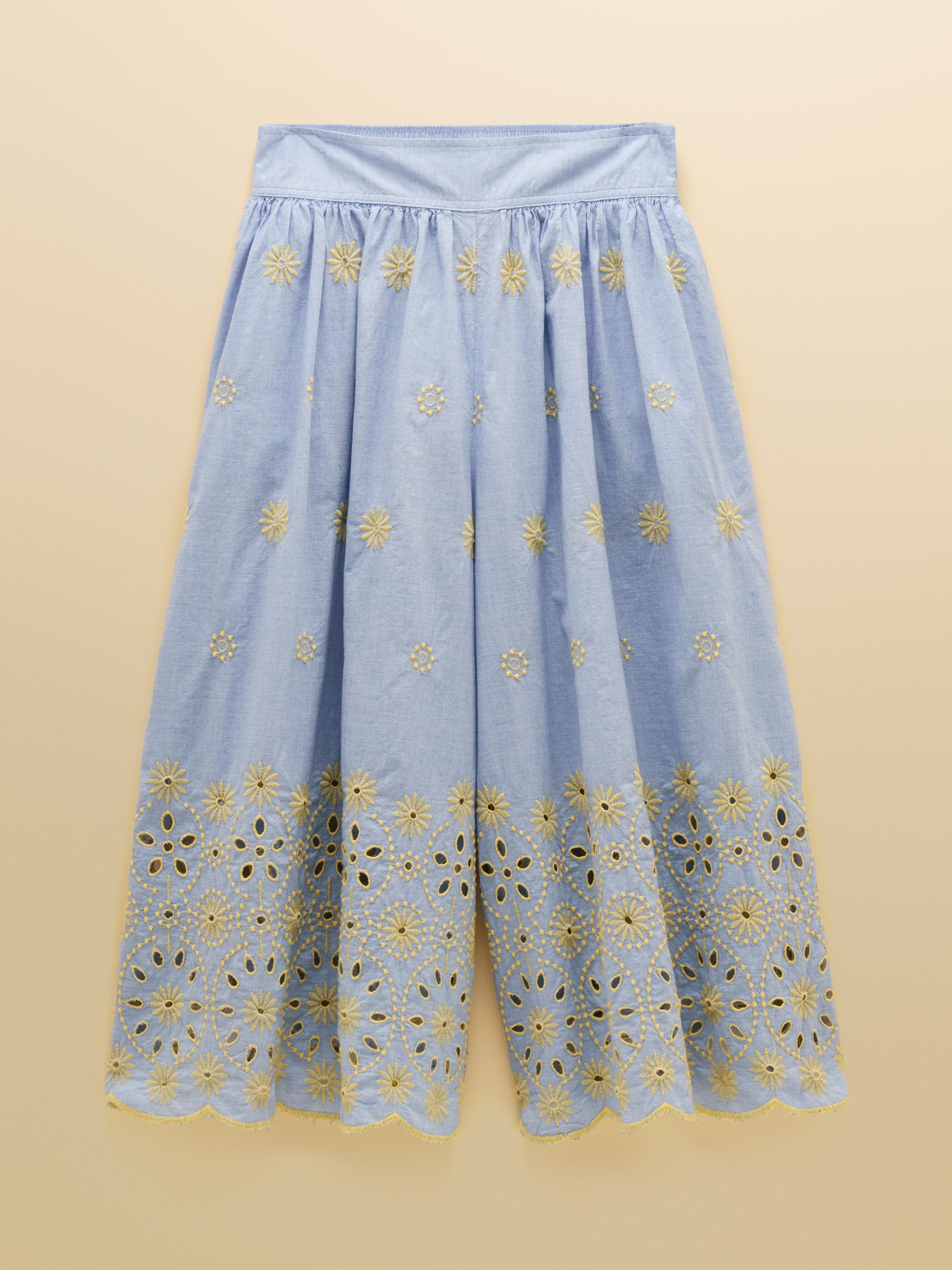 Blue Broderie Cropped Wide Leg Trouser - Image 7 of 7