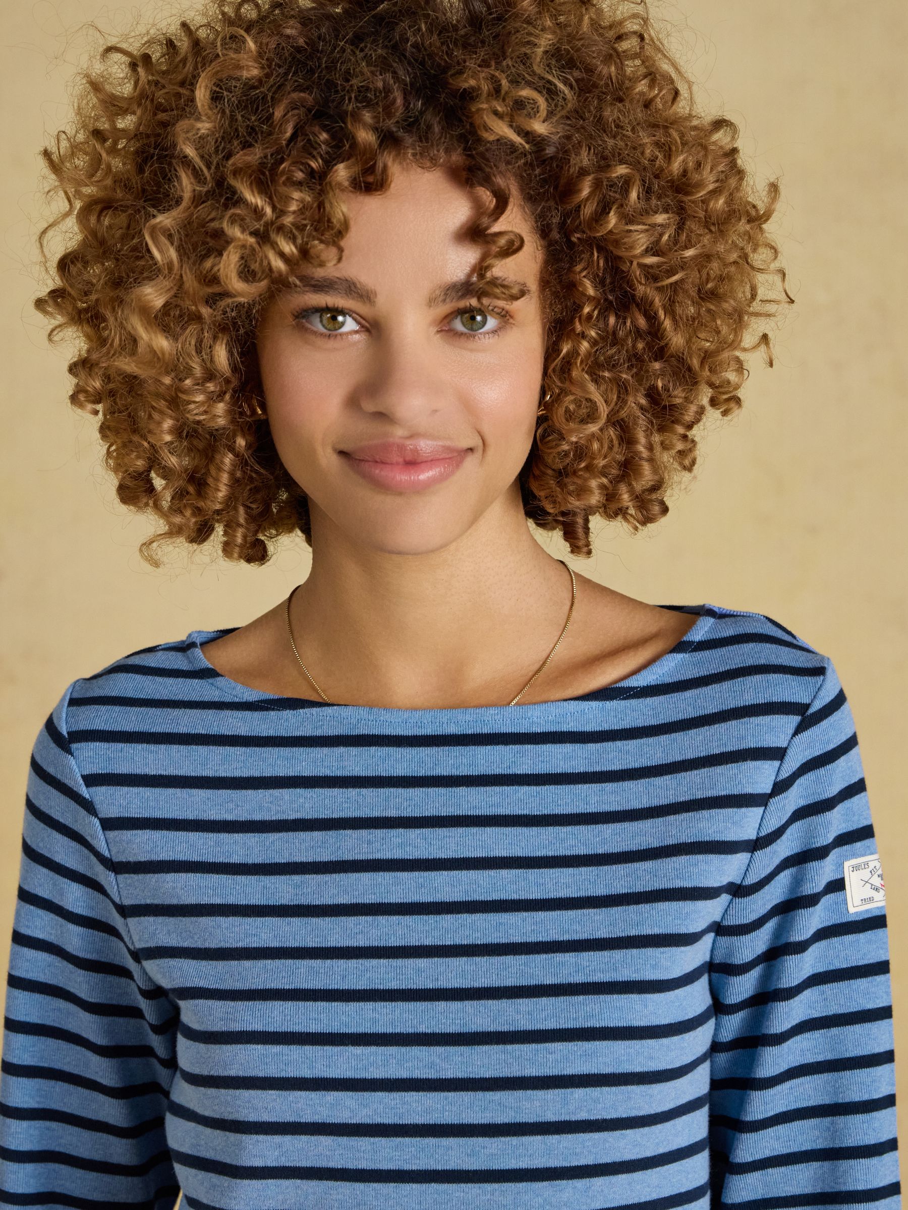 Harbour Blue Marl Long Sleeve Striped Boat Neck Breton Top - Image 5 of 9