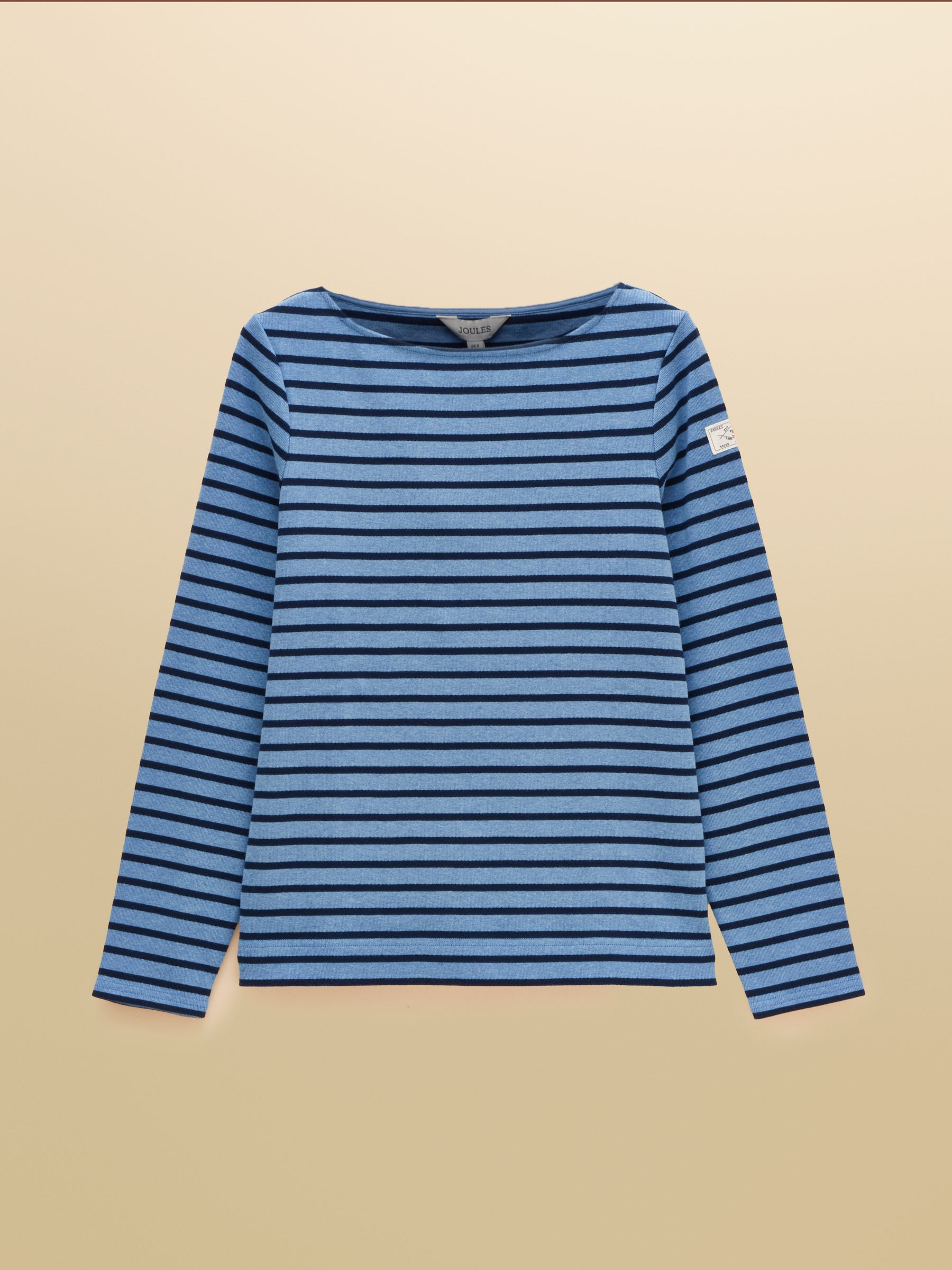 Harbour Blue Marl Long Sleeve Striped Boat Neck Breton Top - Image 9 of 9