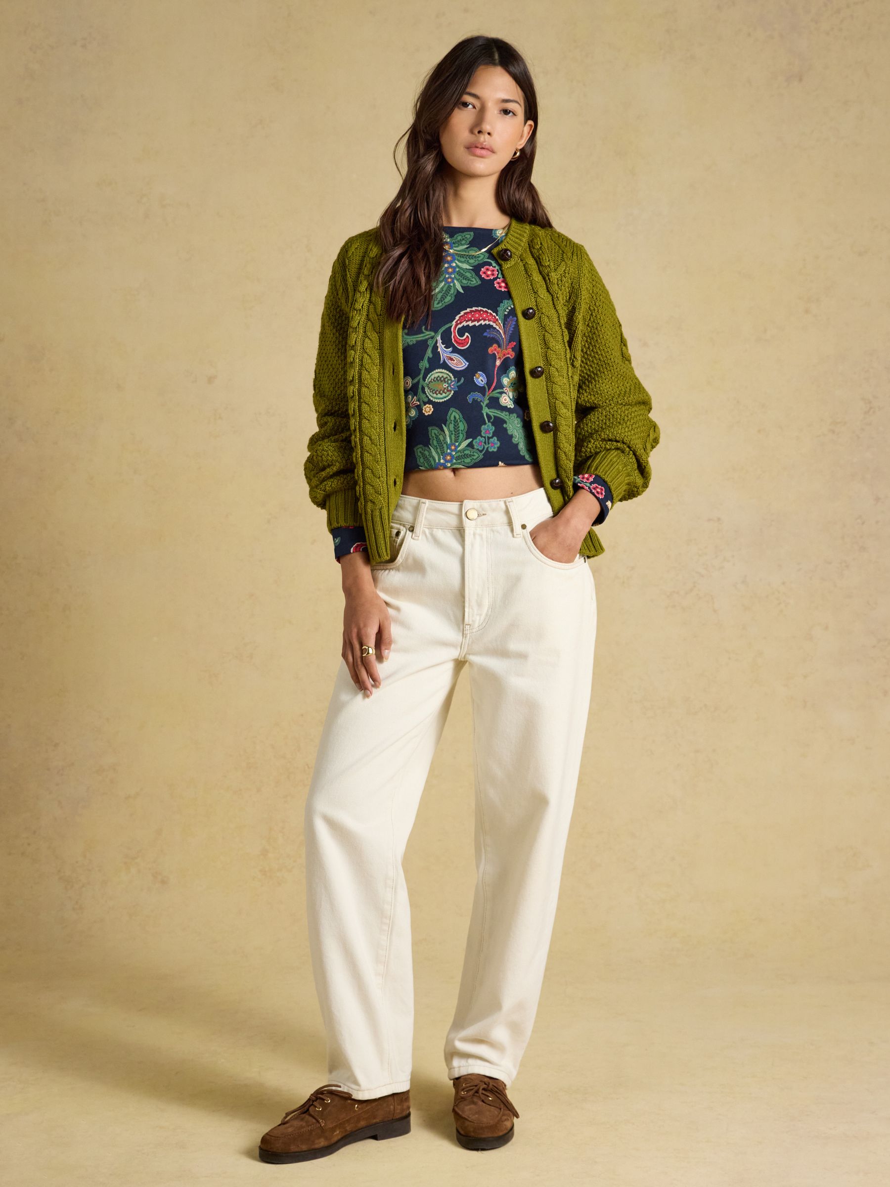 Harbour Navy Floral Printed Boat Neck 100% Cotton Jersey Top - Image 7 of 8