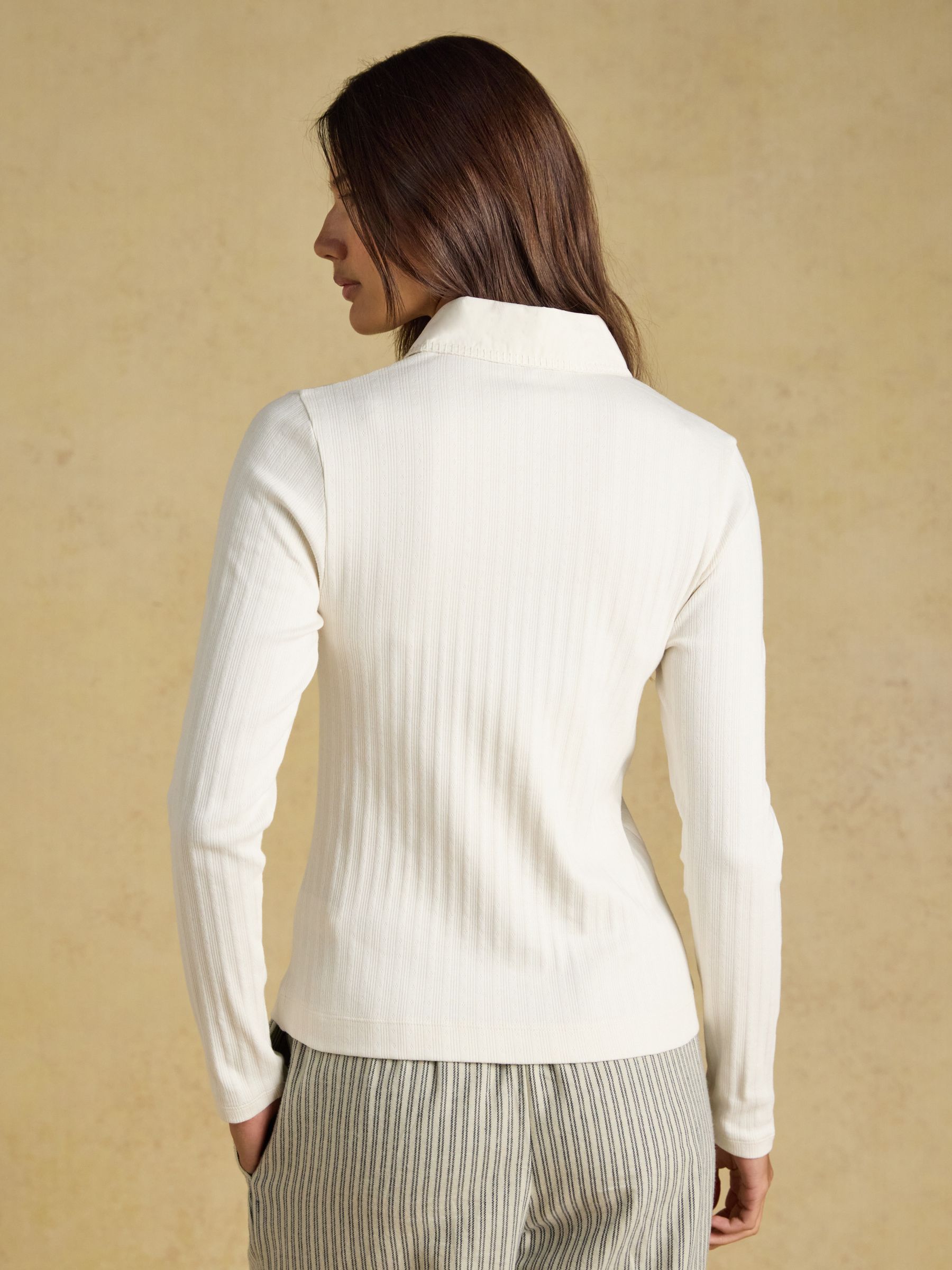 Elle Cream Cotton Rich Pointelle Jersey Shirt - Image 2 of 7