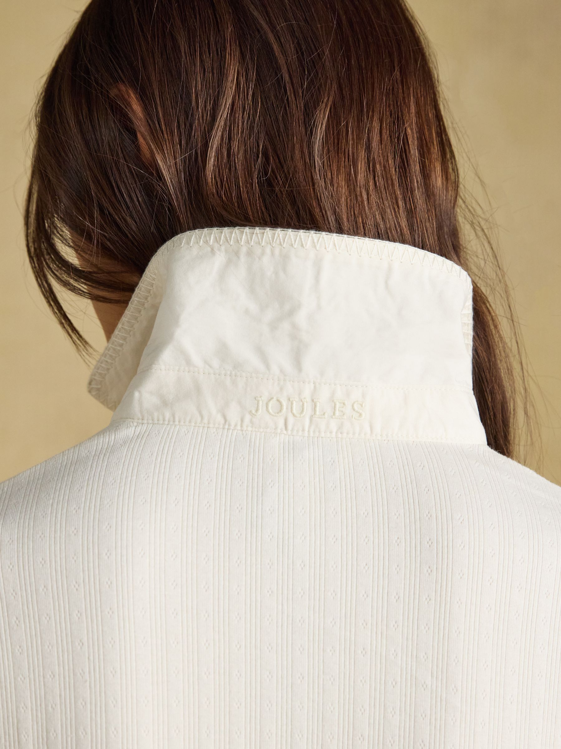 Elle Cream Cotton Rich Pointelle Jersey Shirt - Image 6 of 7