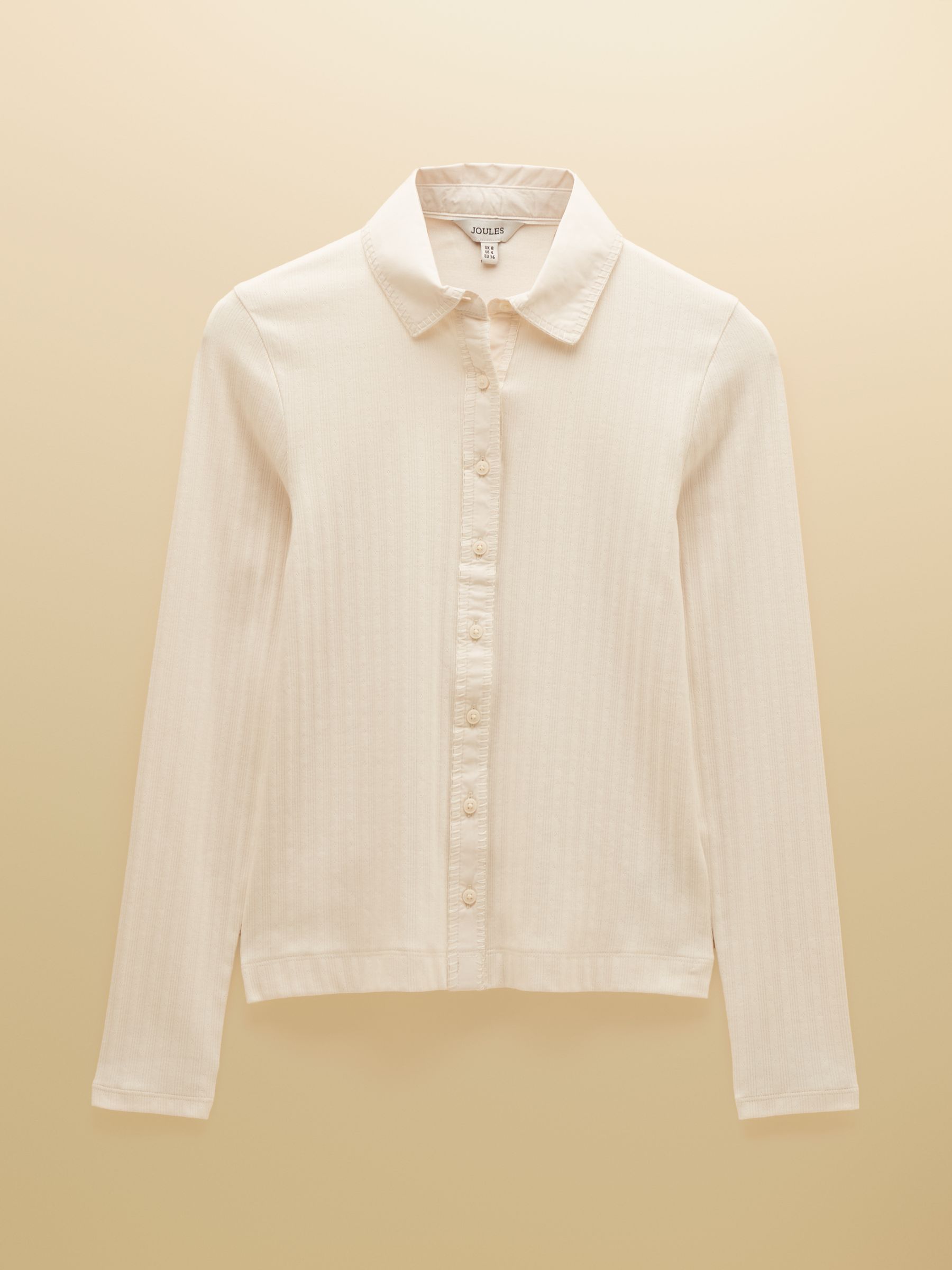 Elle Cream Cotton Rich Pointelle Jersey Shirt - Image 7 of 7