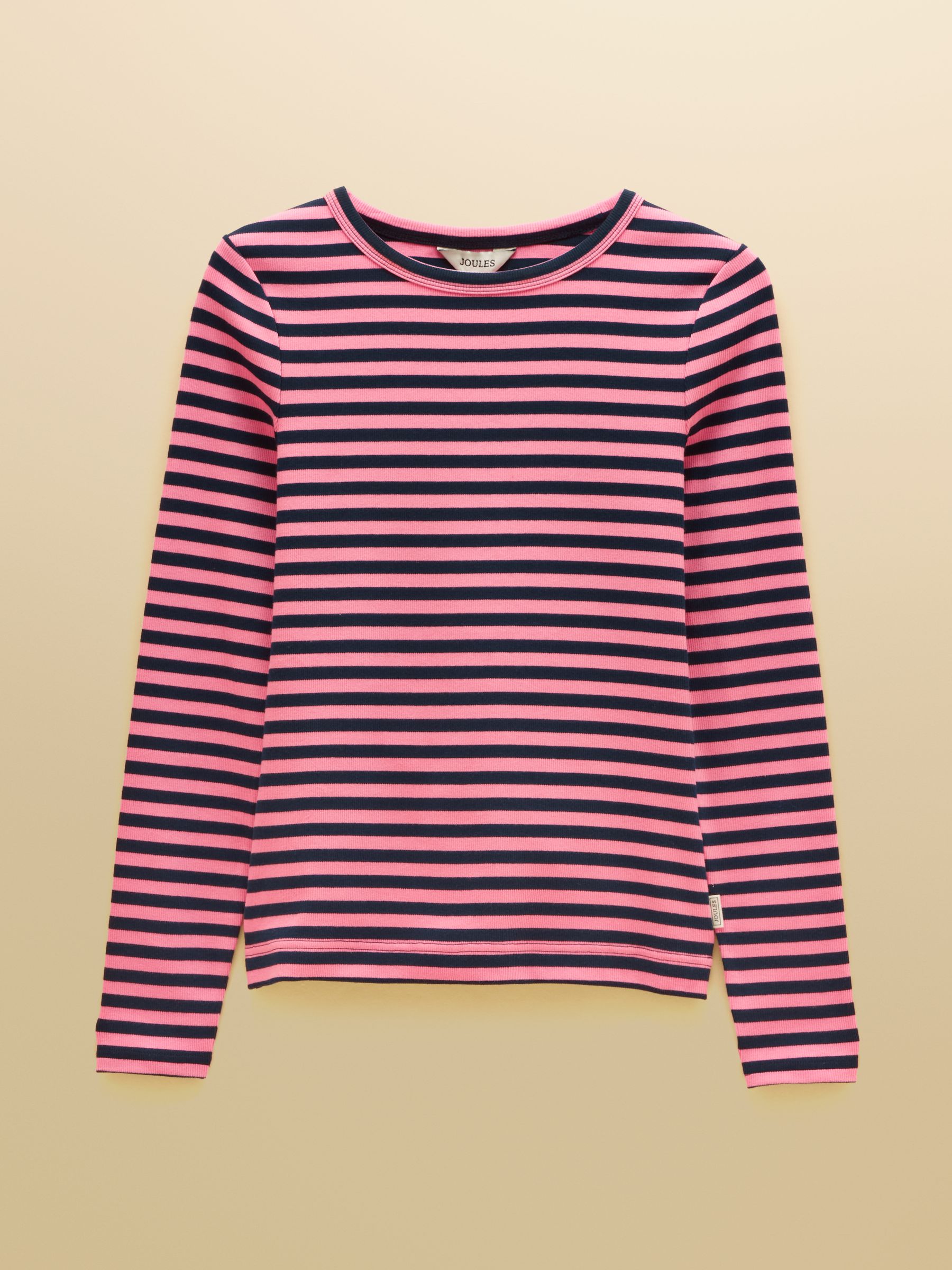 Sophie Navy& Pink Striped Long Sleeve Ribbed Fitted T-Shirt - Image 7 of 7