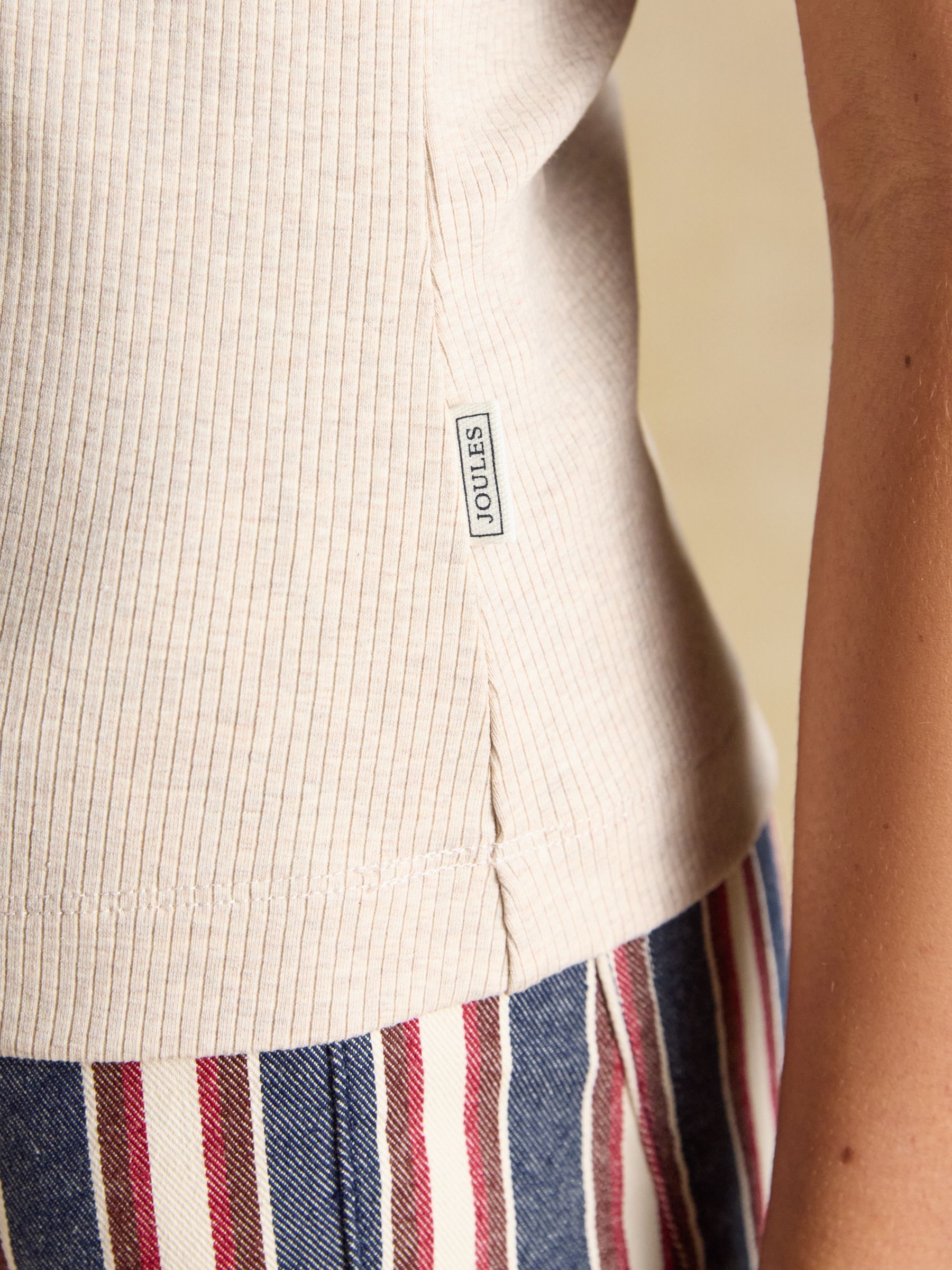Oat Marl Ribbed Cotton Rich Sleeveless Roll Neck - Image 9 of 10