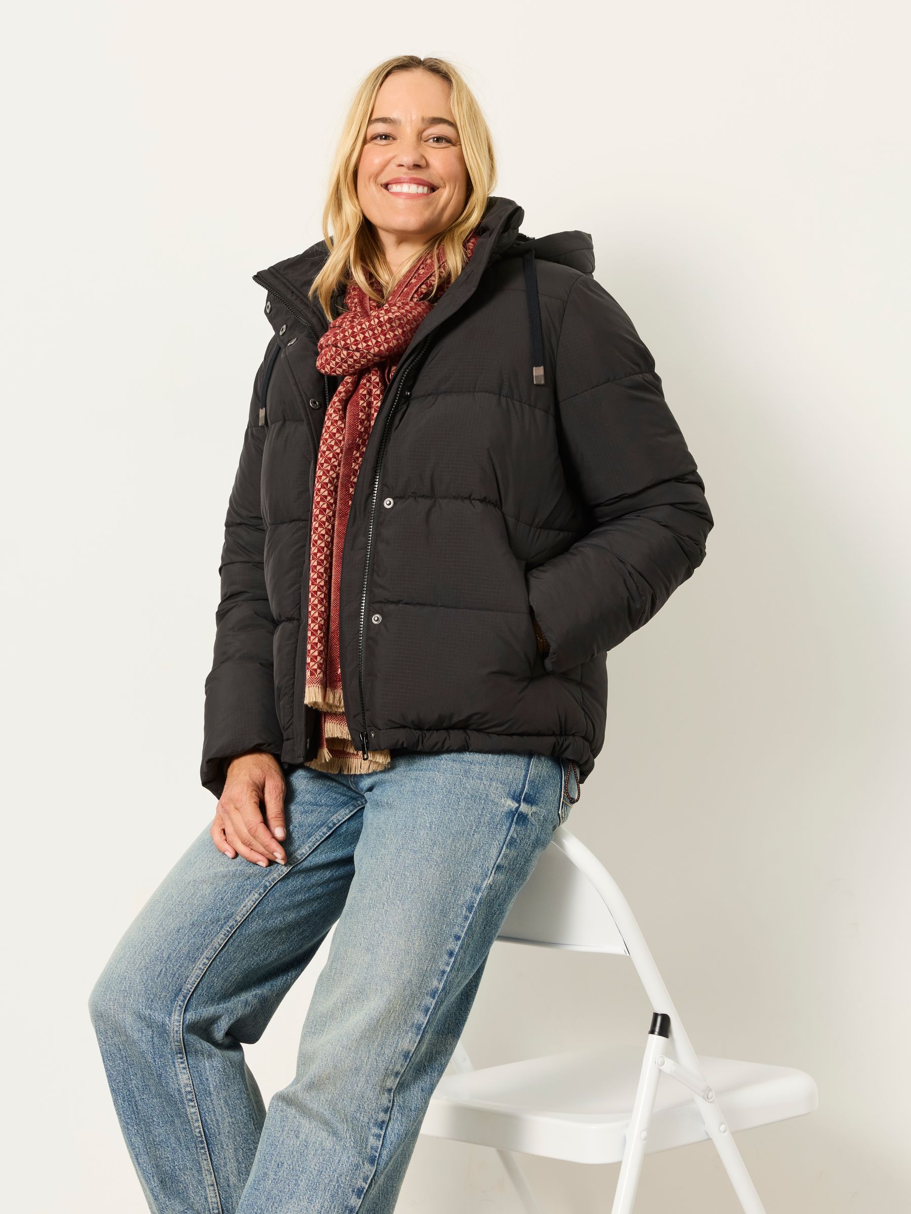Carly Black Short Puffer Jacket - Image 3 of 6
