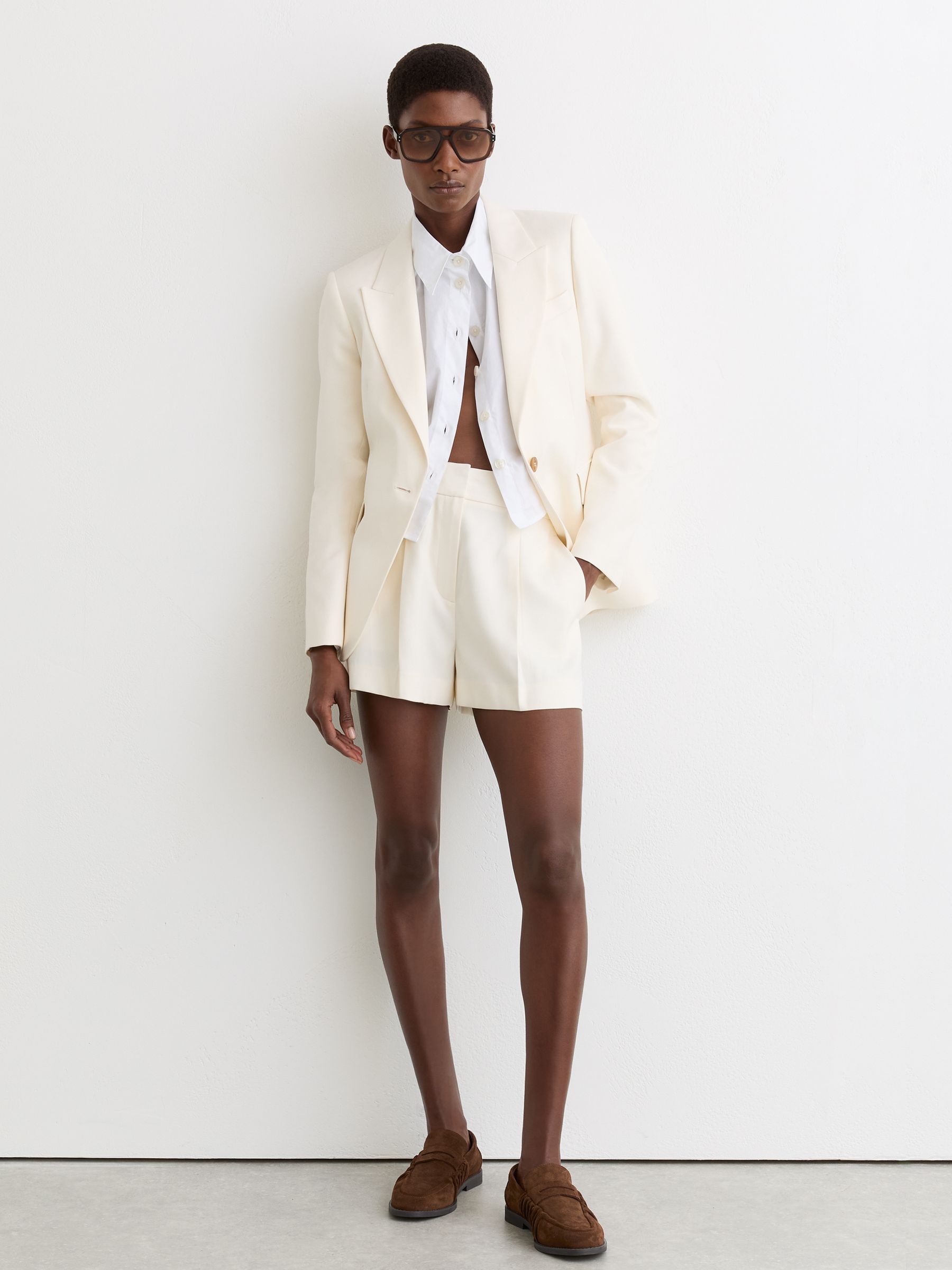 Suede Ruched Penny Loafers in Tan - Image 2 of 5 Suede Ruched Penny Loafers in Tan - Image 2 of 5