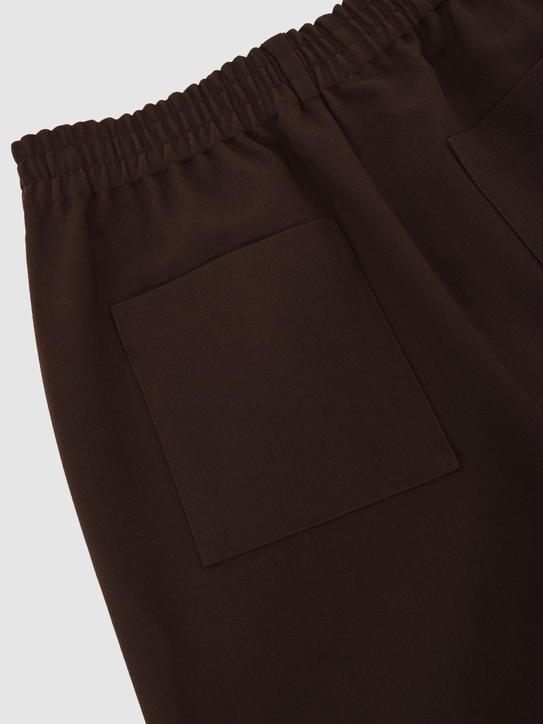 Wide-Leg Elasticated-Waist Trouser in Chocolate Brown - Image 6 of 7