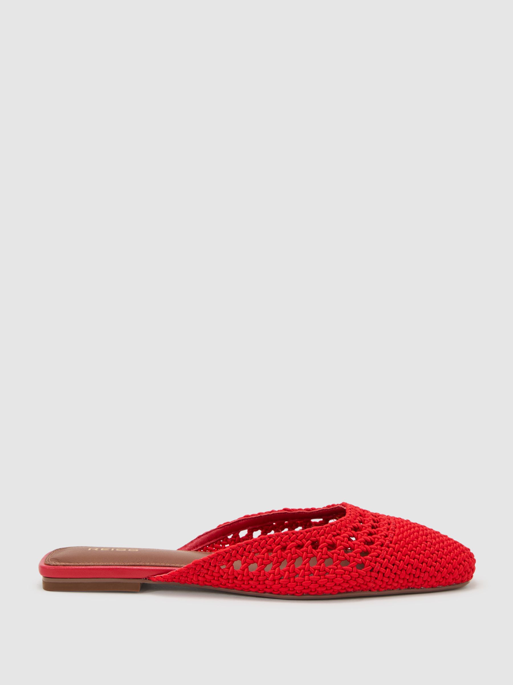 Woven Slip-On Mules in Red - Image 1 of 4