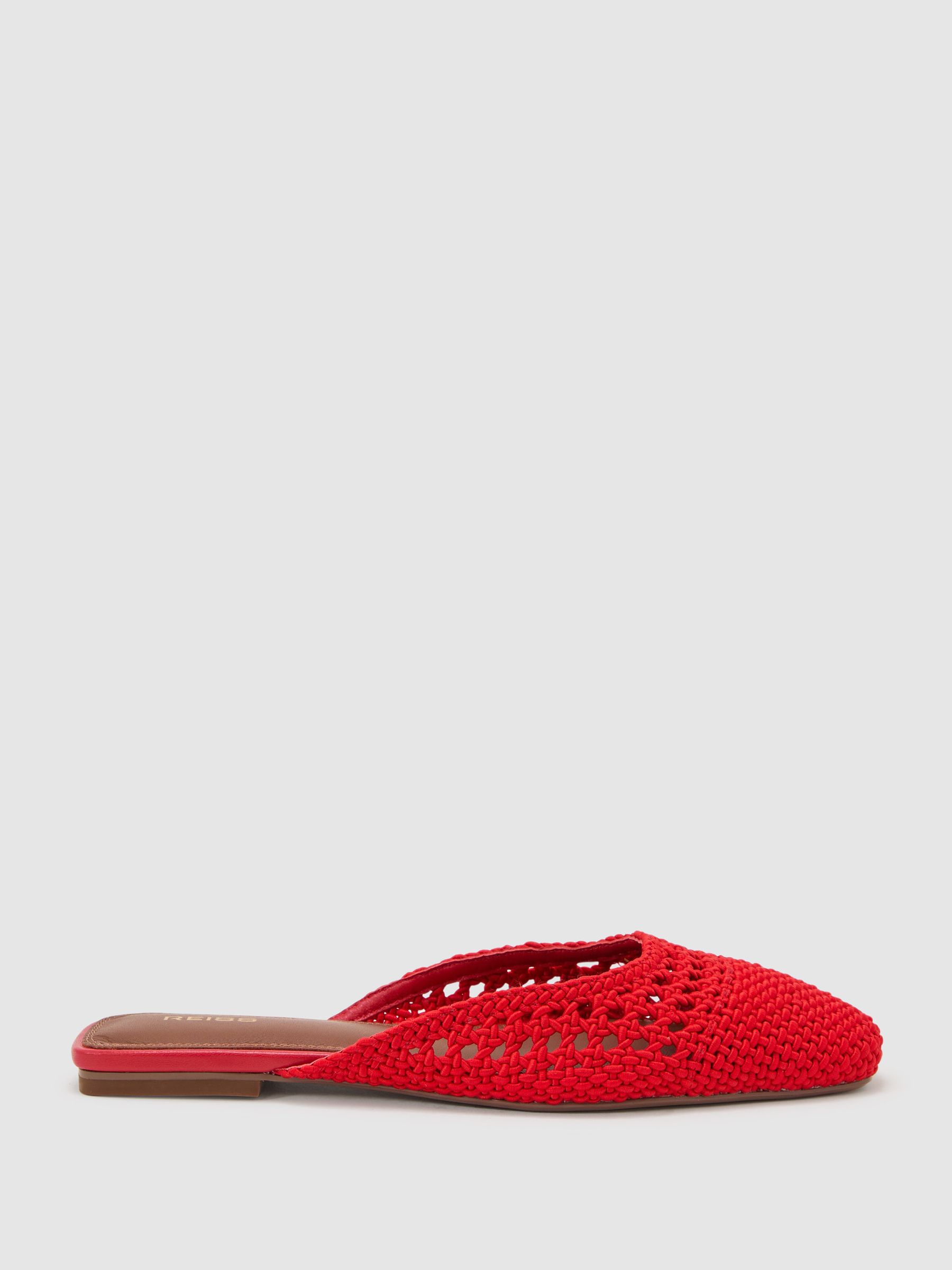 Woven Slip-On Mules in Red - image 1