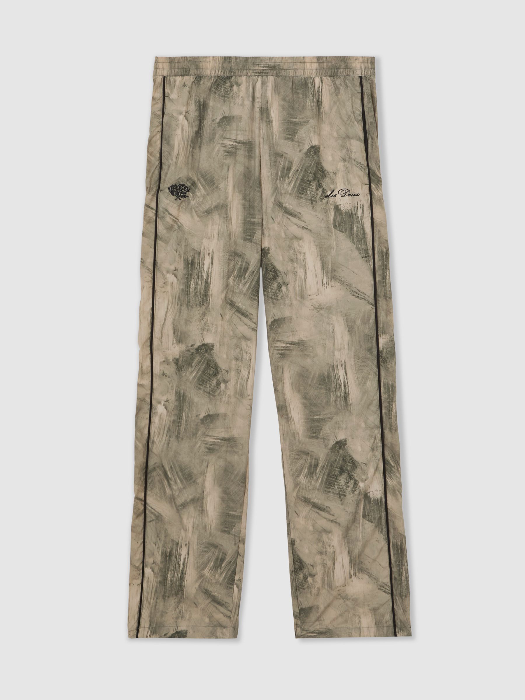 Abstract-Print Track Trousers in Dark Sand - image 1