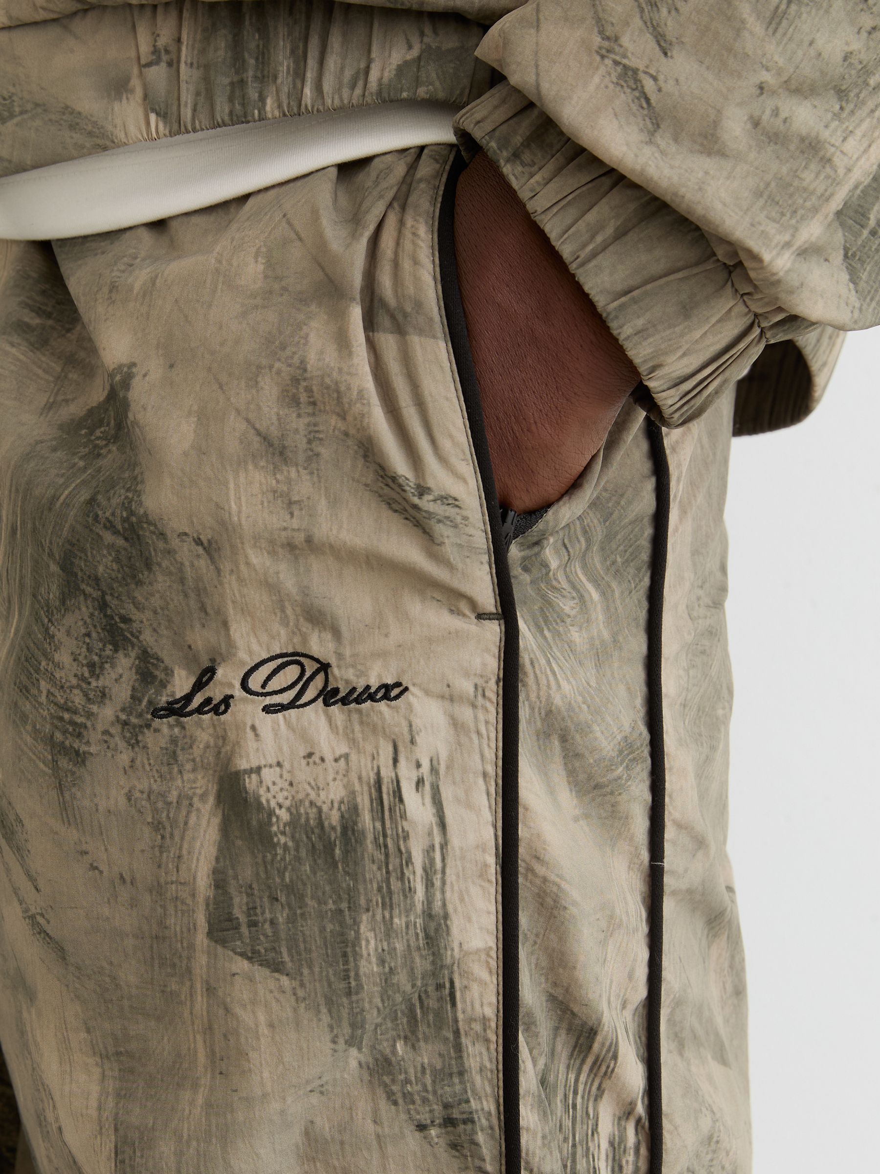 Abstract-Print Track Trousers in Dark Sand - image 5