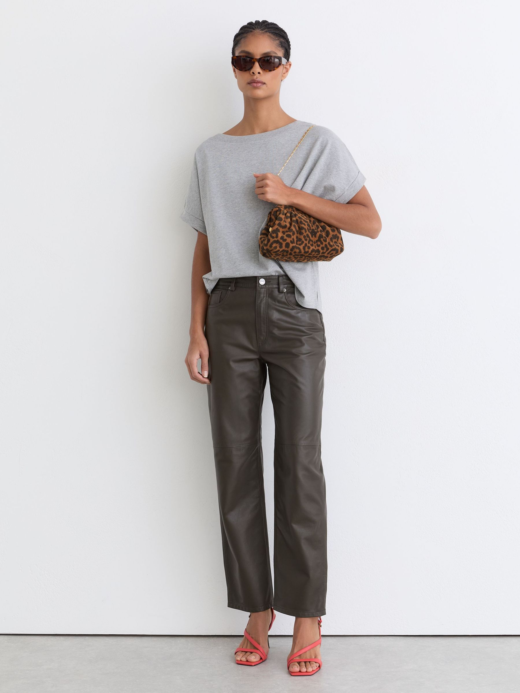 Suede Pouch Clutch Bag in Animal - Image 7 of 7