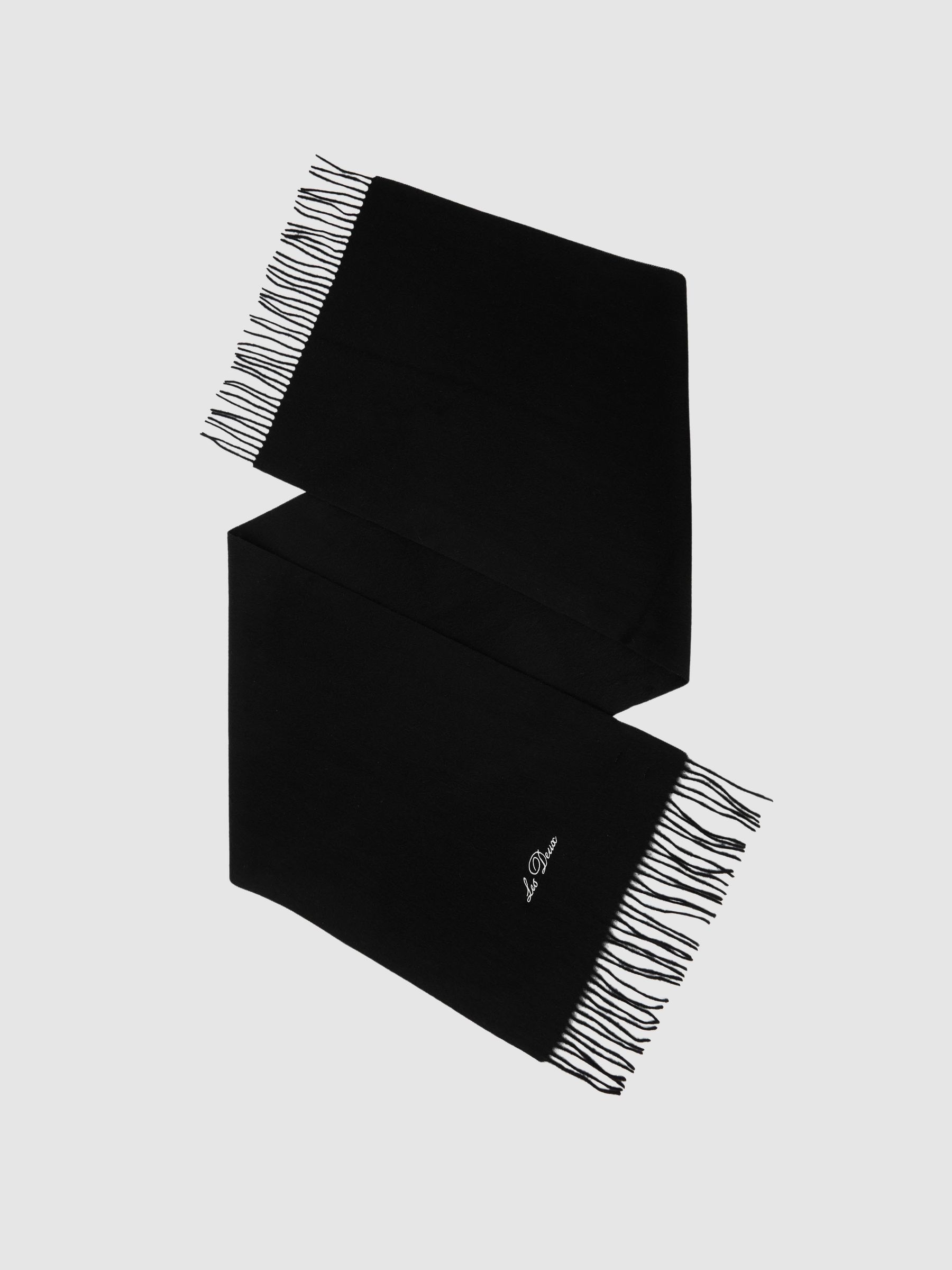 Les Deux Wool Logo-Embroidered Scarf in Black - صورة 1 من 4