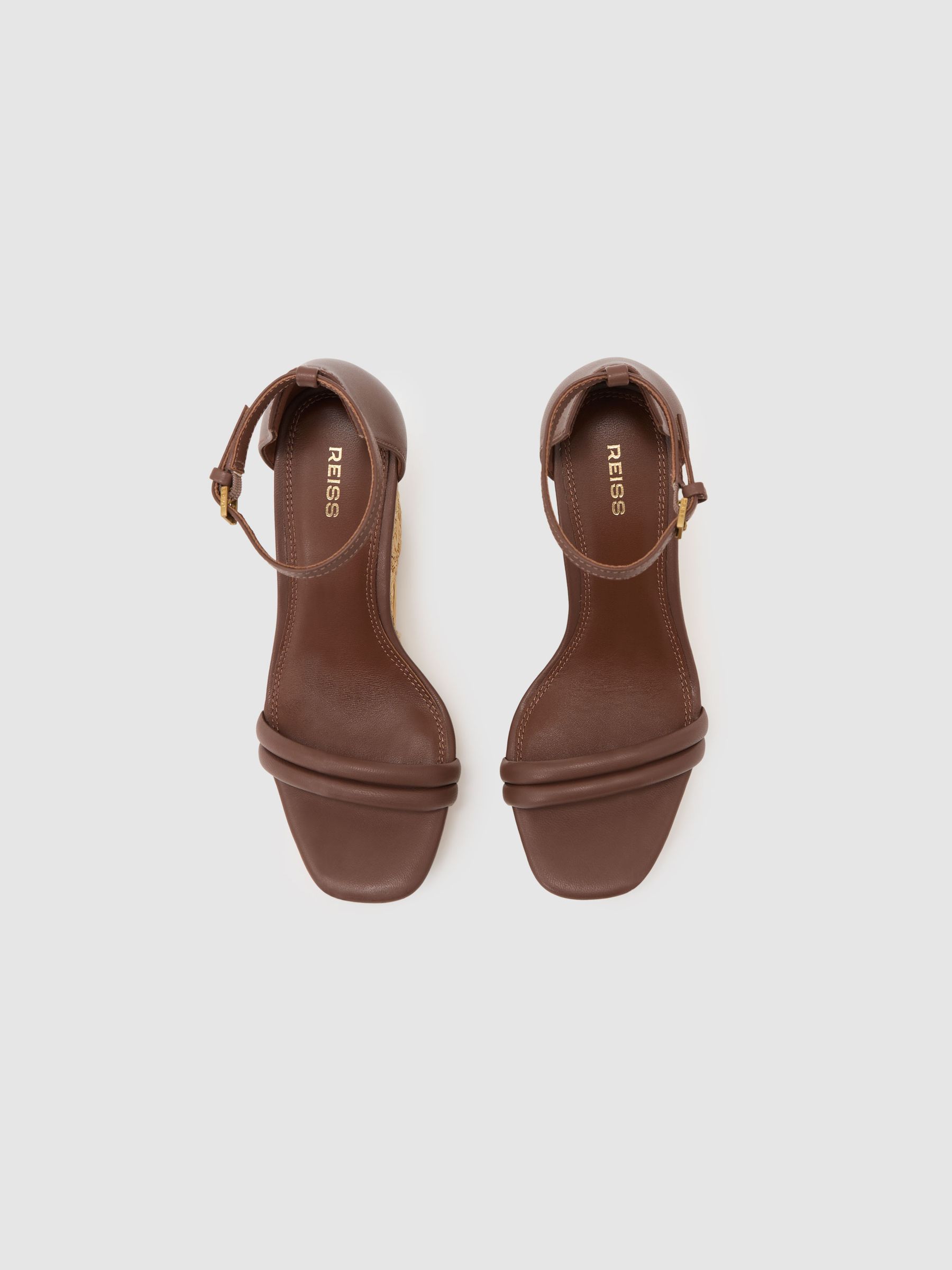 Leather Embroidered-Wedge Sandals in Tan - image 5