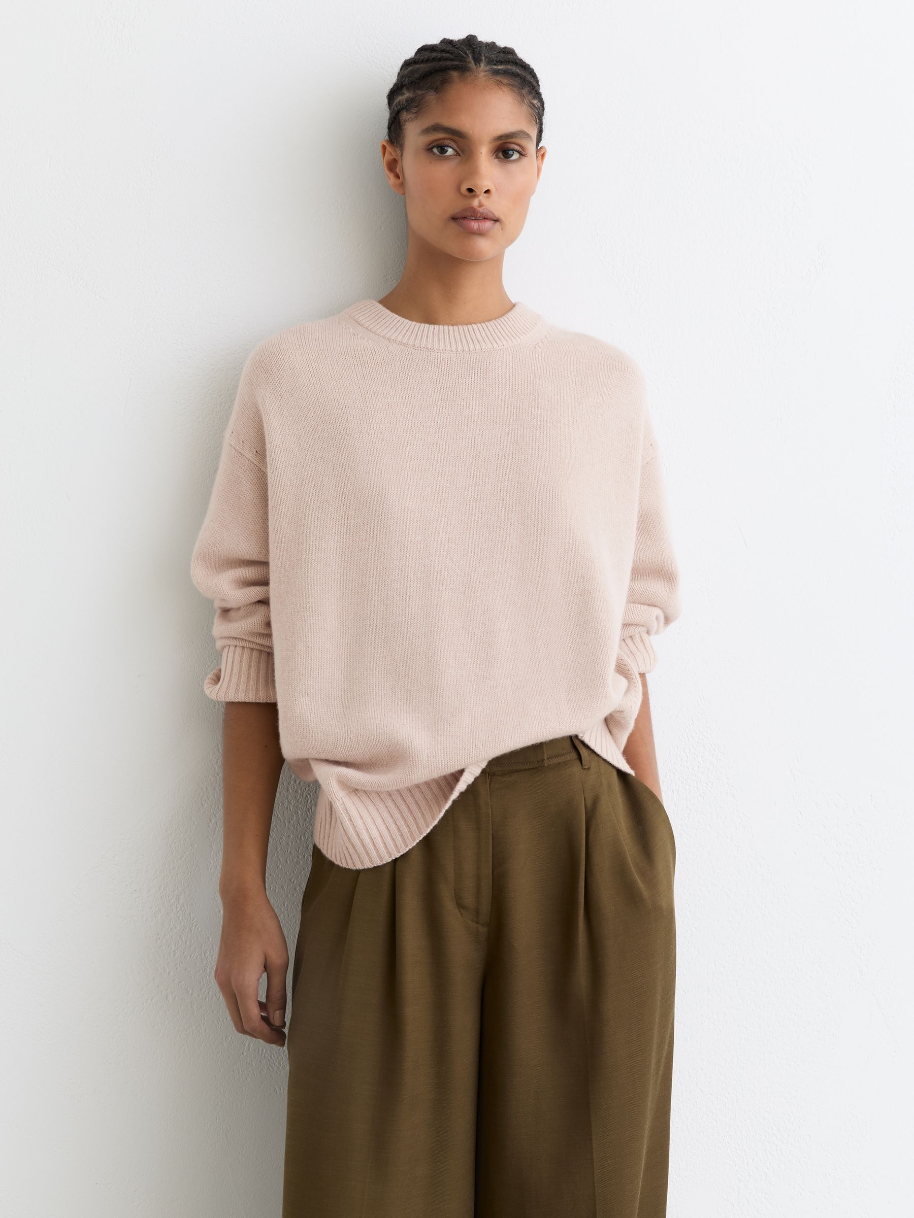 Wool-Cashmere Crew-Neck Jumper in Blush - Image 4 of 8