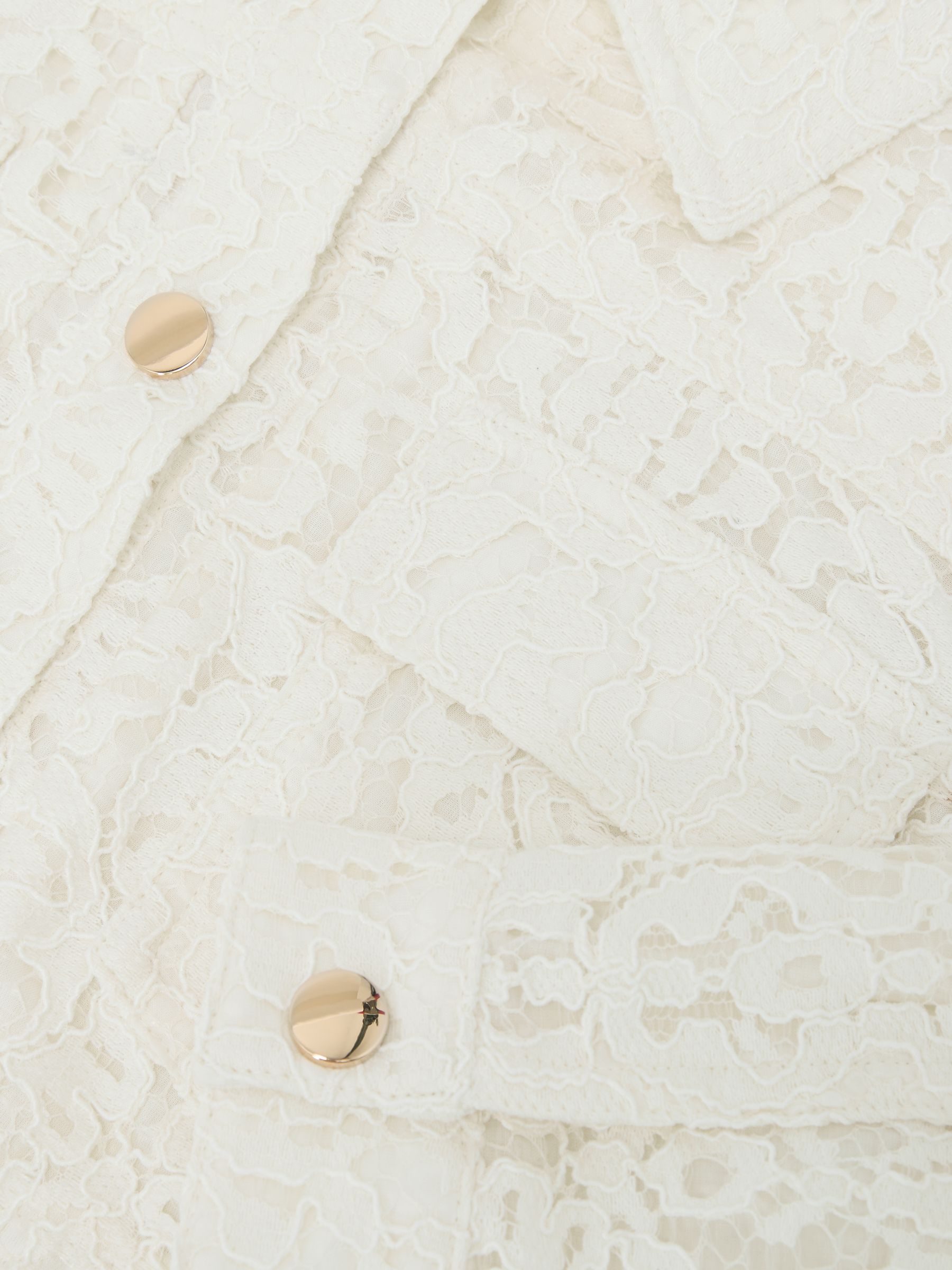 Collared Lace Press-Stud Jacket in White - image 4