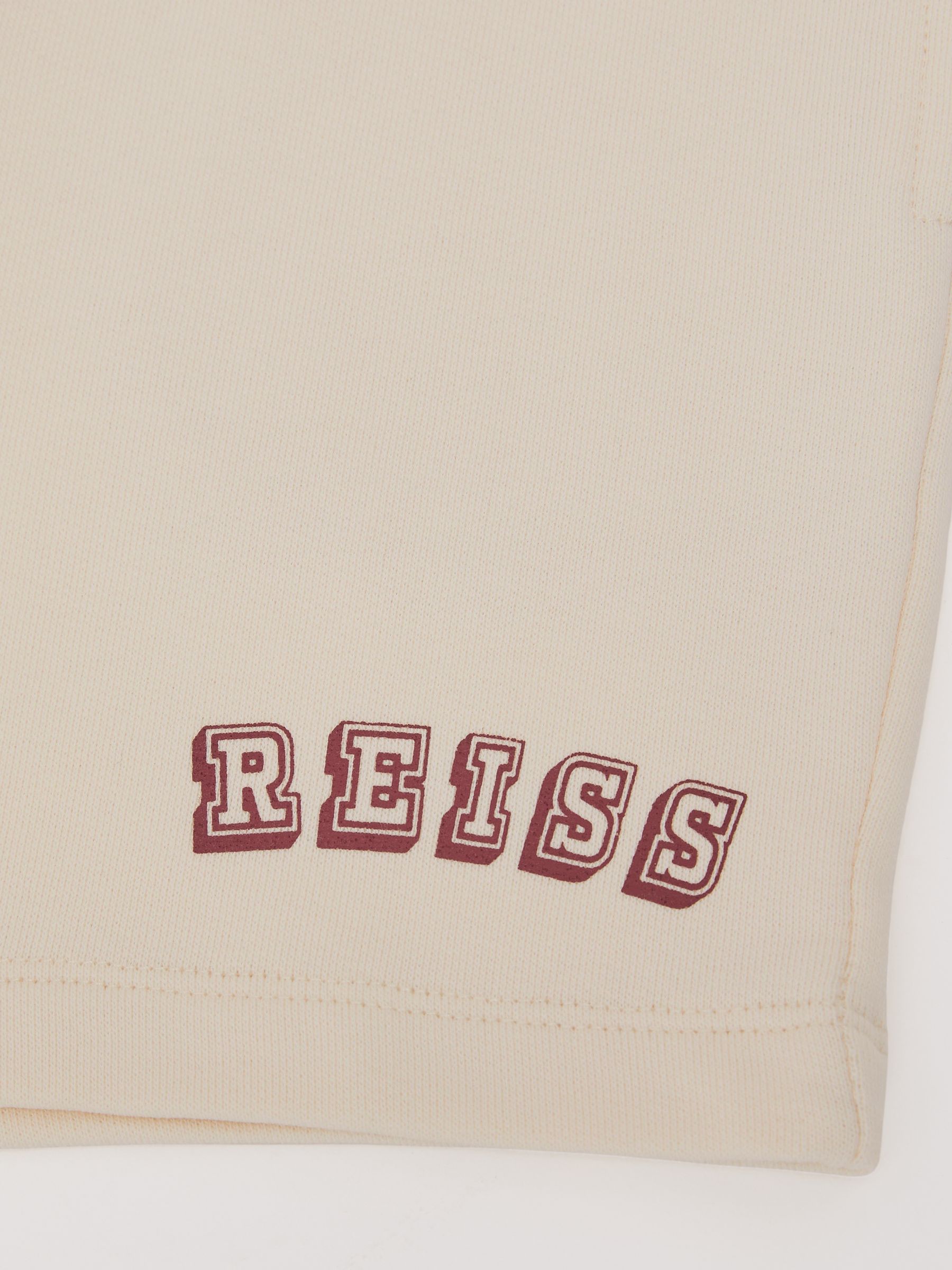 Cotton Logo Drawstring Shorts in Off White/Brick - Image 4 of 4