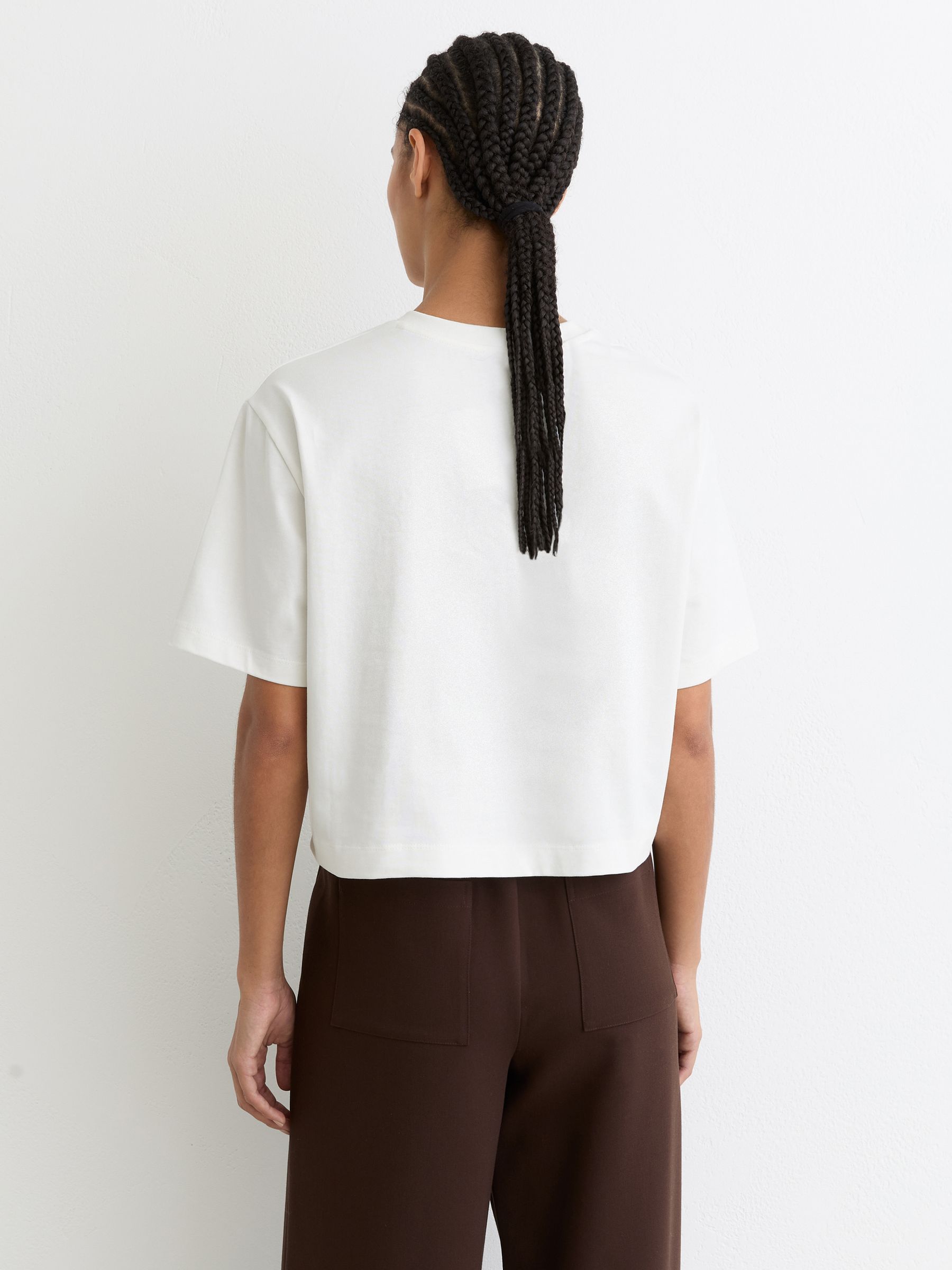 Cotton Twist-Detail Boxy T-Shirt in White - Image 5 of 6