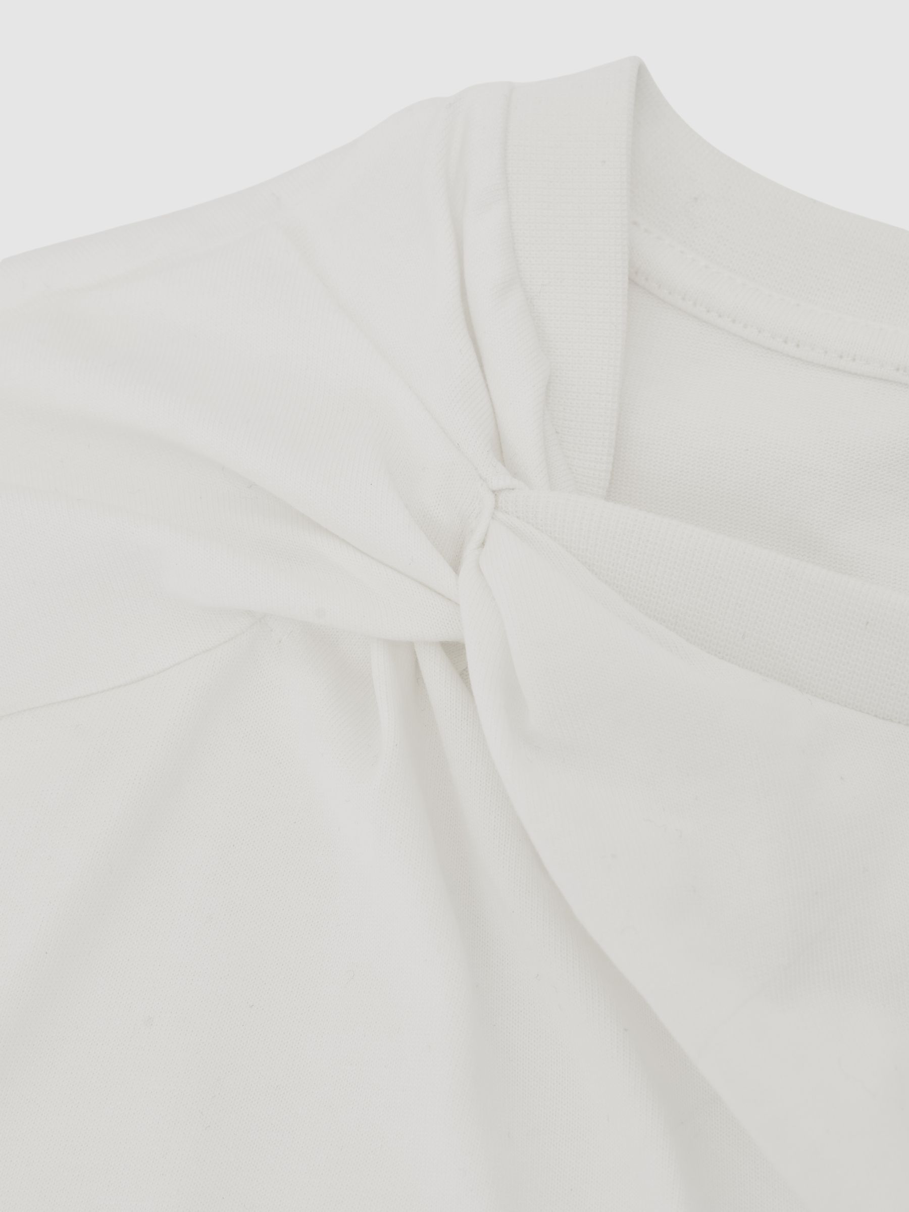 Cotton Twist-Detail Boxy T-Shirt in White - Image 6 of 6