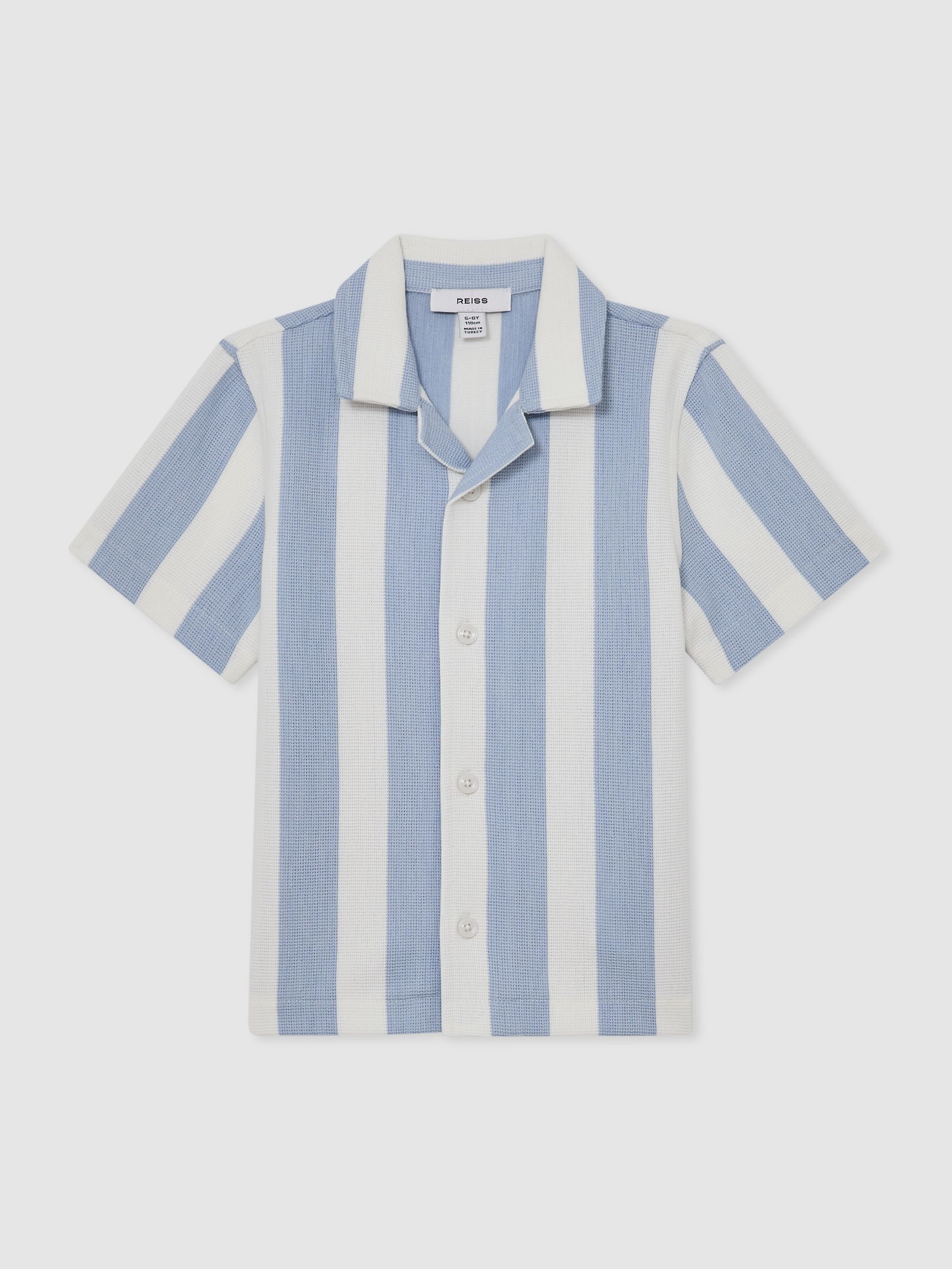 13-14 yrs Cotton Textured Stripe Shirt in Pale Blue/White - Image 1 of 3