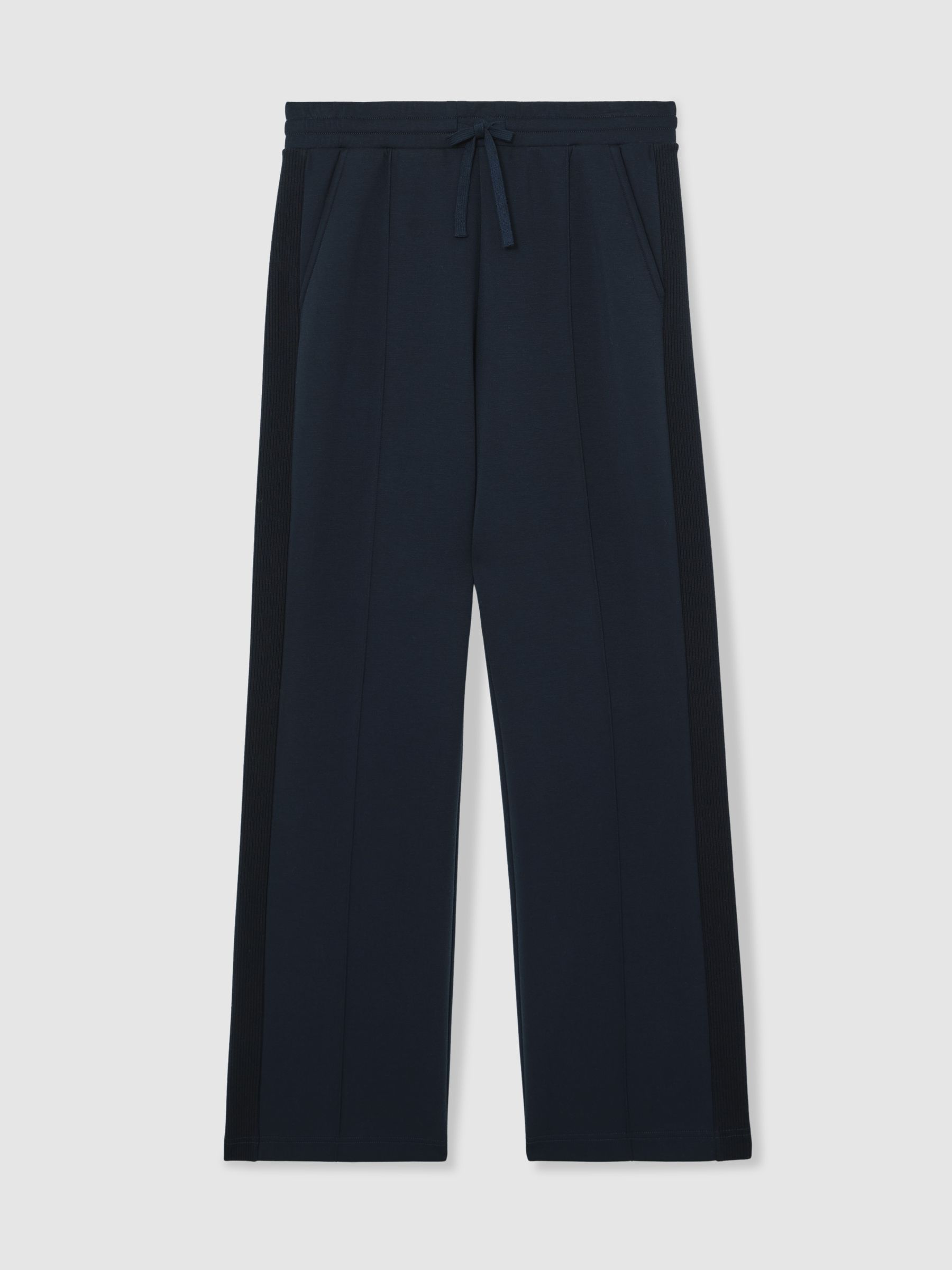 Petite Premium Interlock Wide-Leg Joggers in Navy - Image 2 of 7