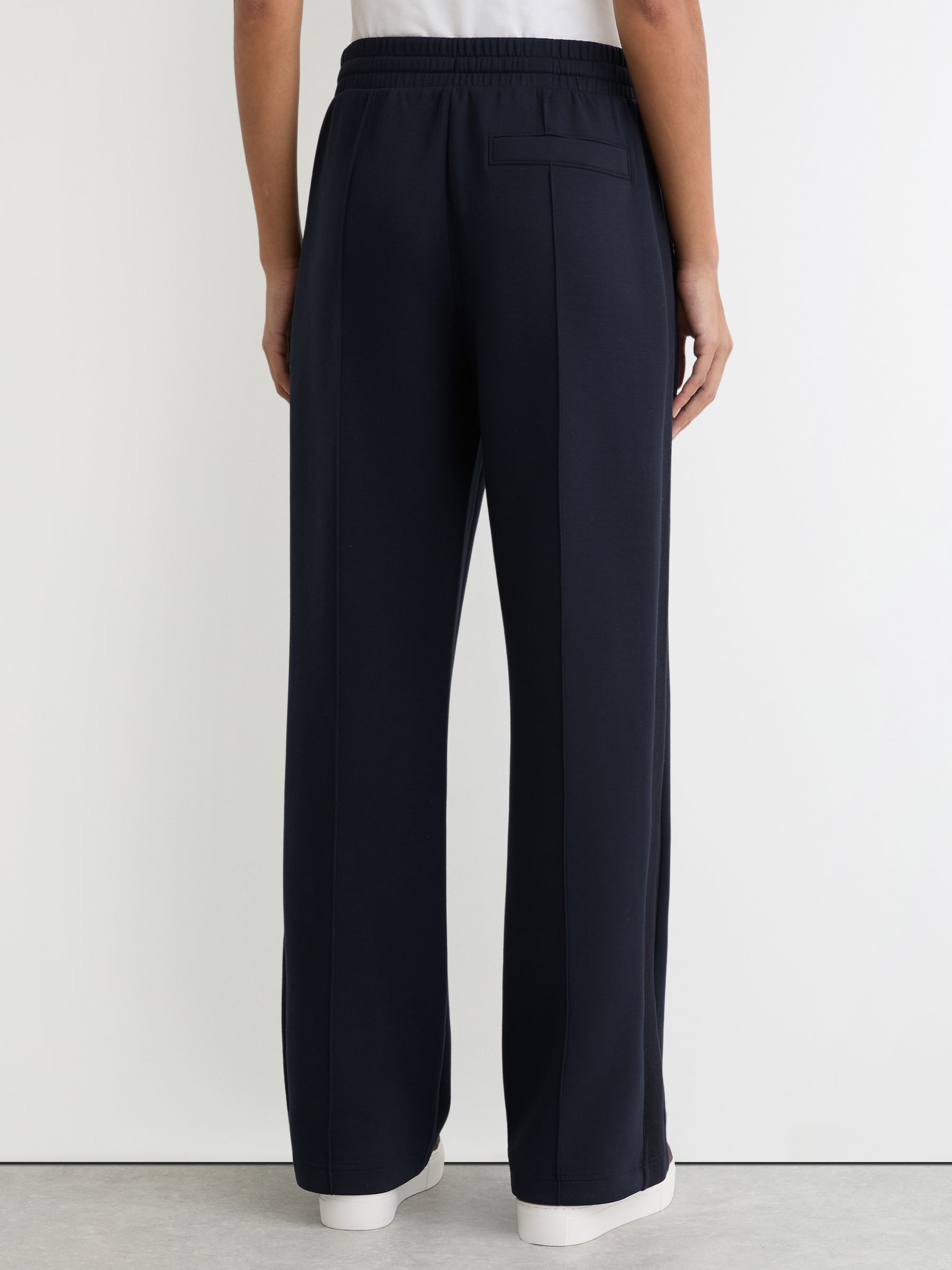 Petite Premium Interlock Wide-Leg Joggers in Navy - Image 5 of 7