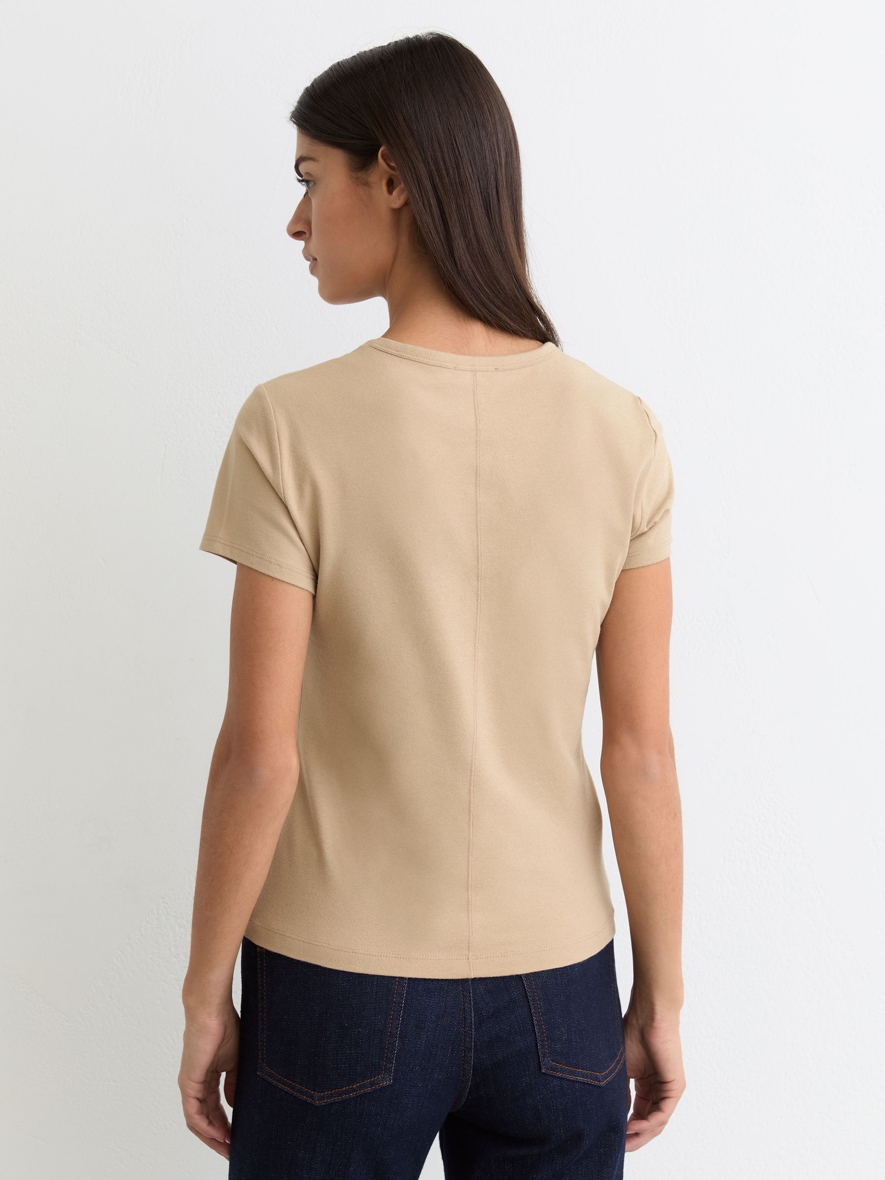 Stretch-Cotton Crew-Neck T-Shirt in Neutral - Image 4 of 5